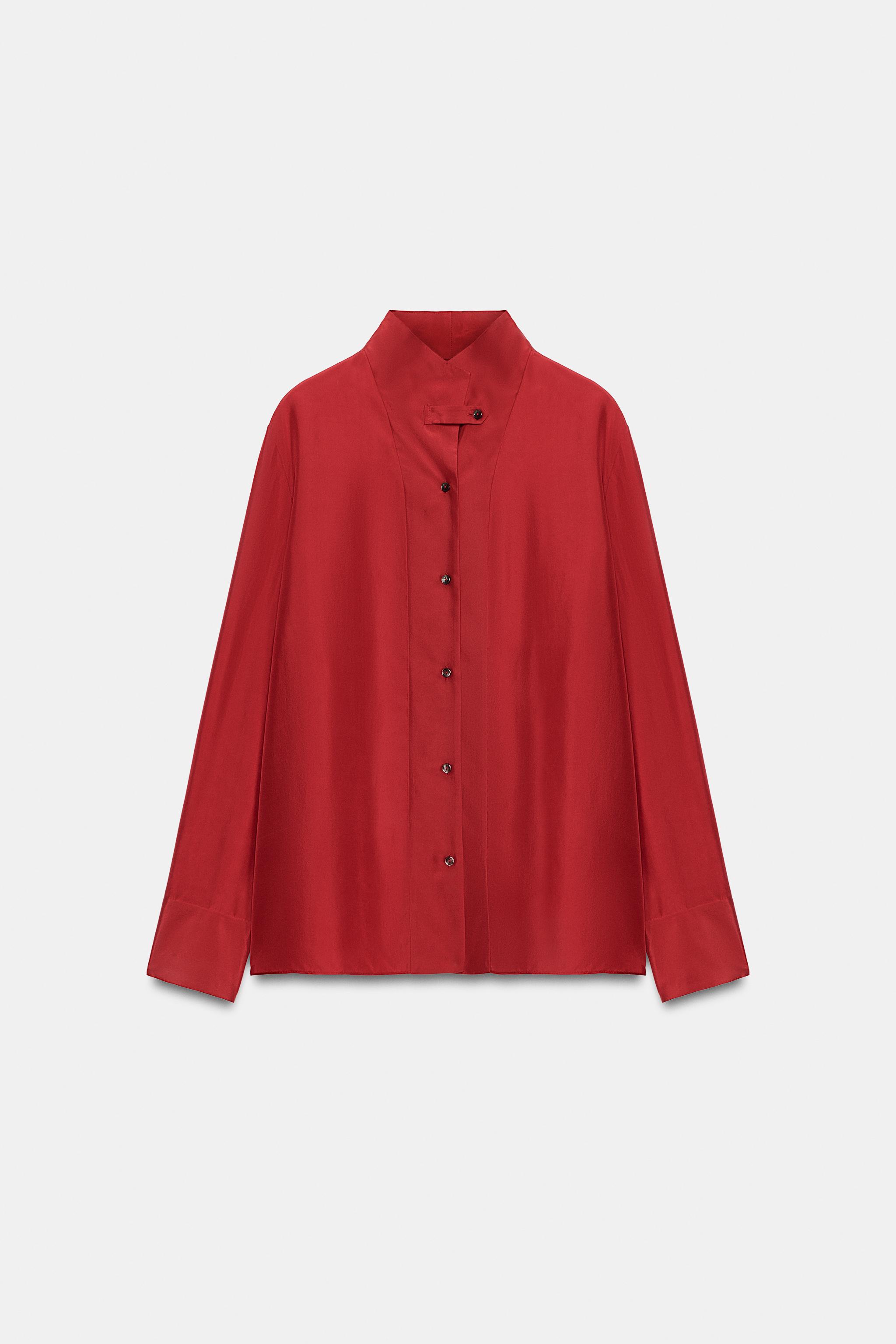 100% Silk Zw Collection Shirt - Red - Xs