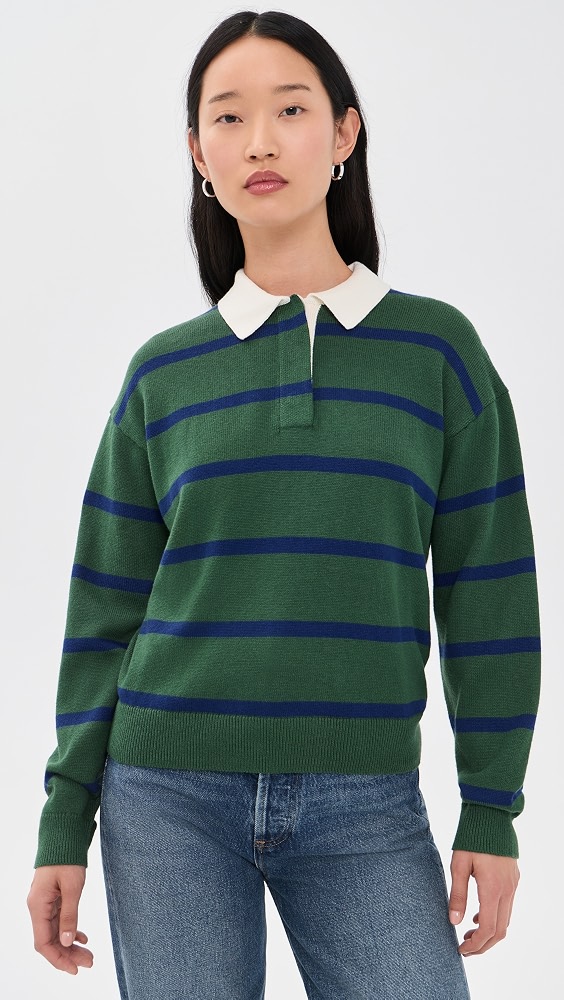 Bond St. Stripe Polo Sweater - Forest Walk/galaxy Blue