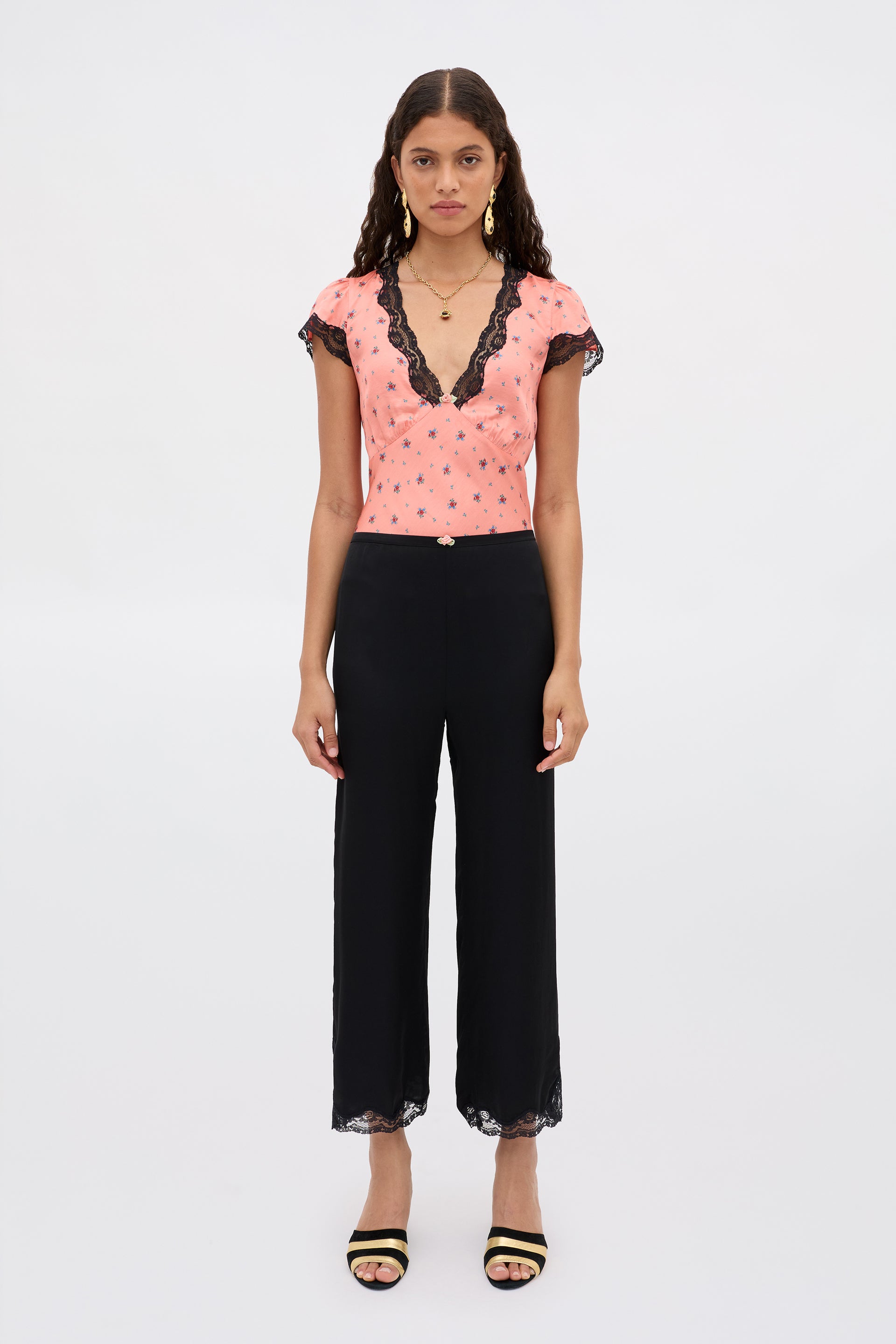 Mireille Satin Trouser in Black