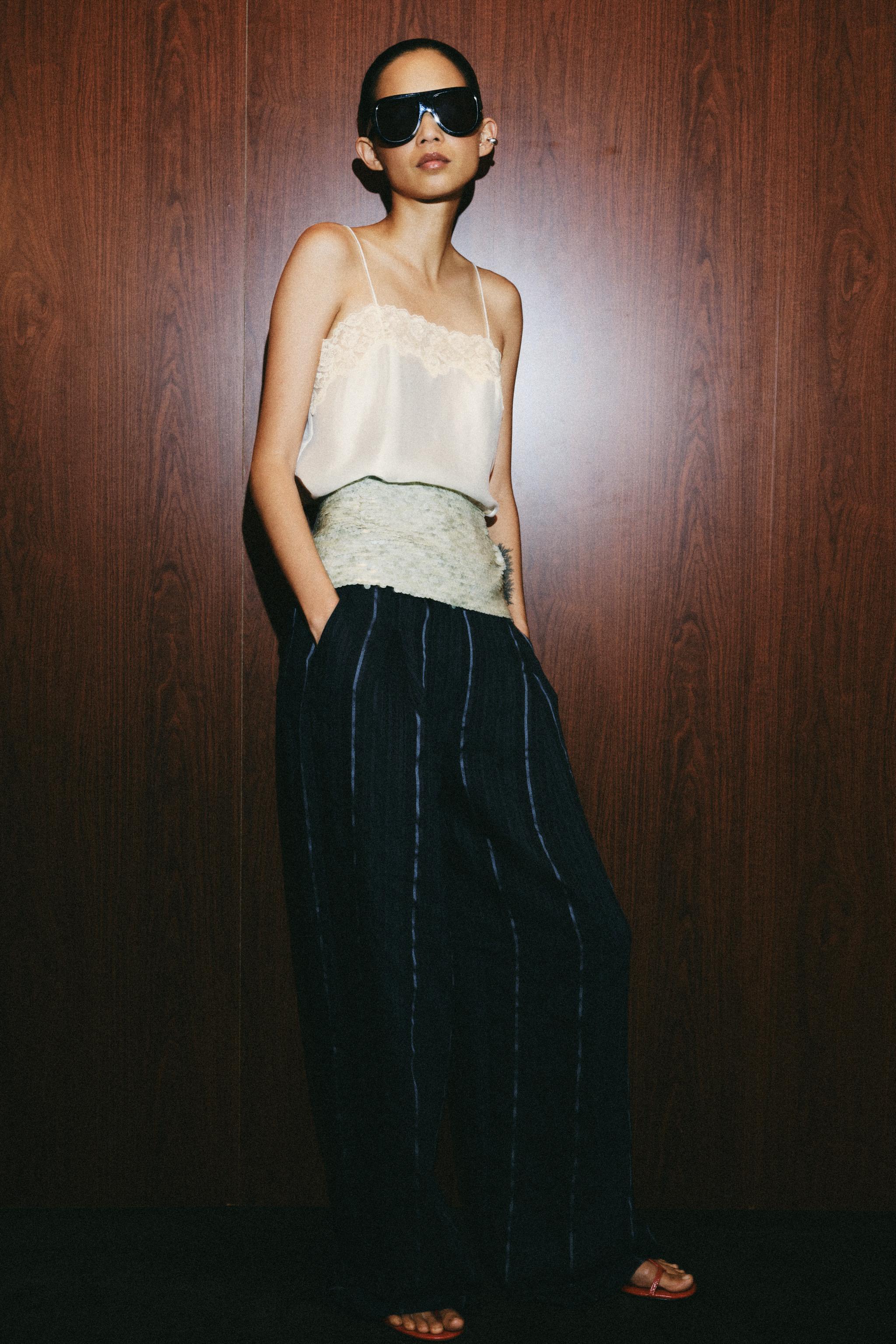 Zw Collection Lace Strap Top - Ecru - Xs