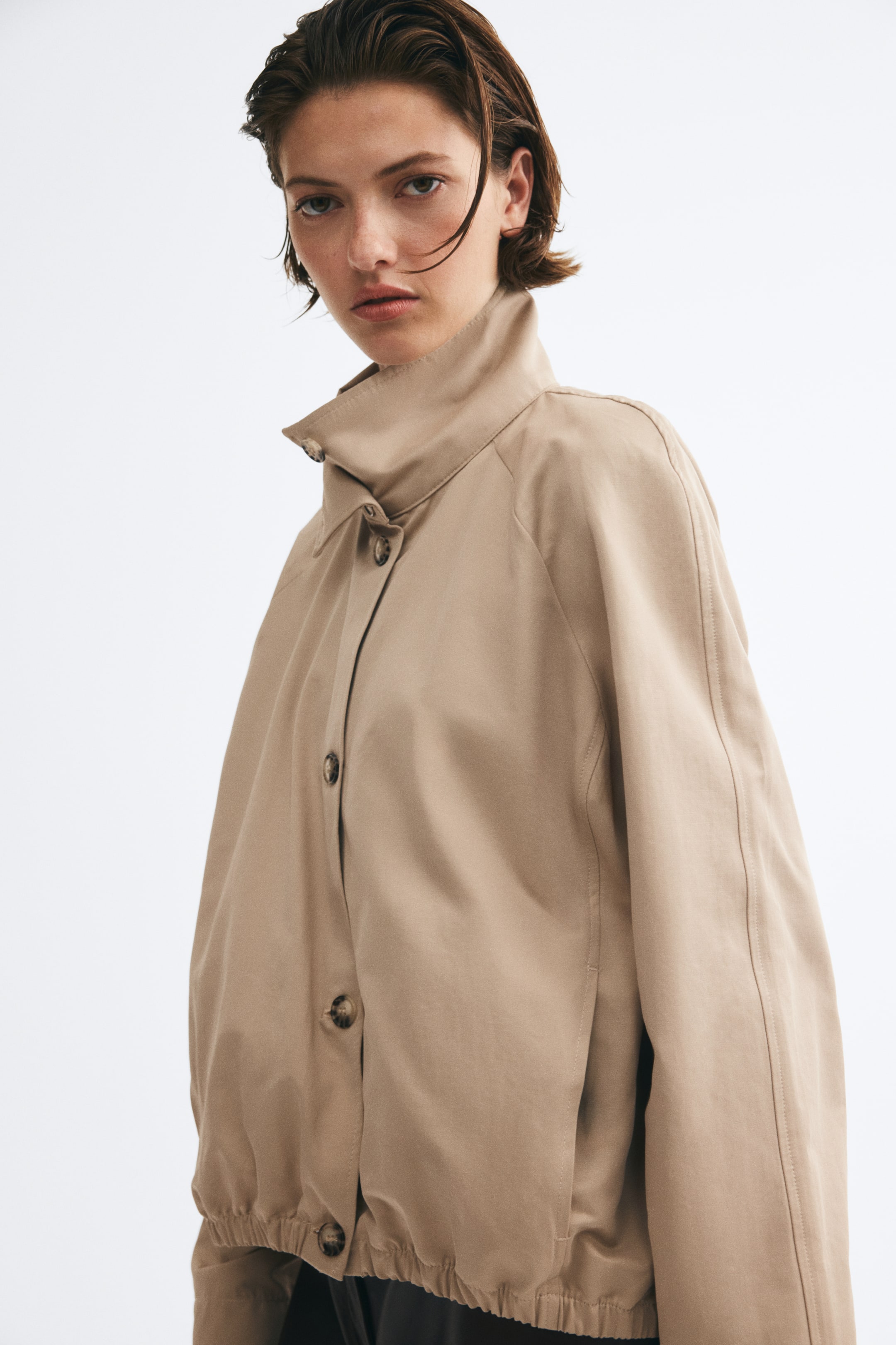 Oversized Funnel-Collar Jacket