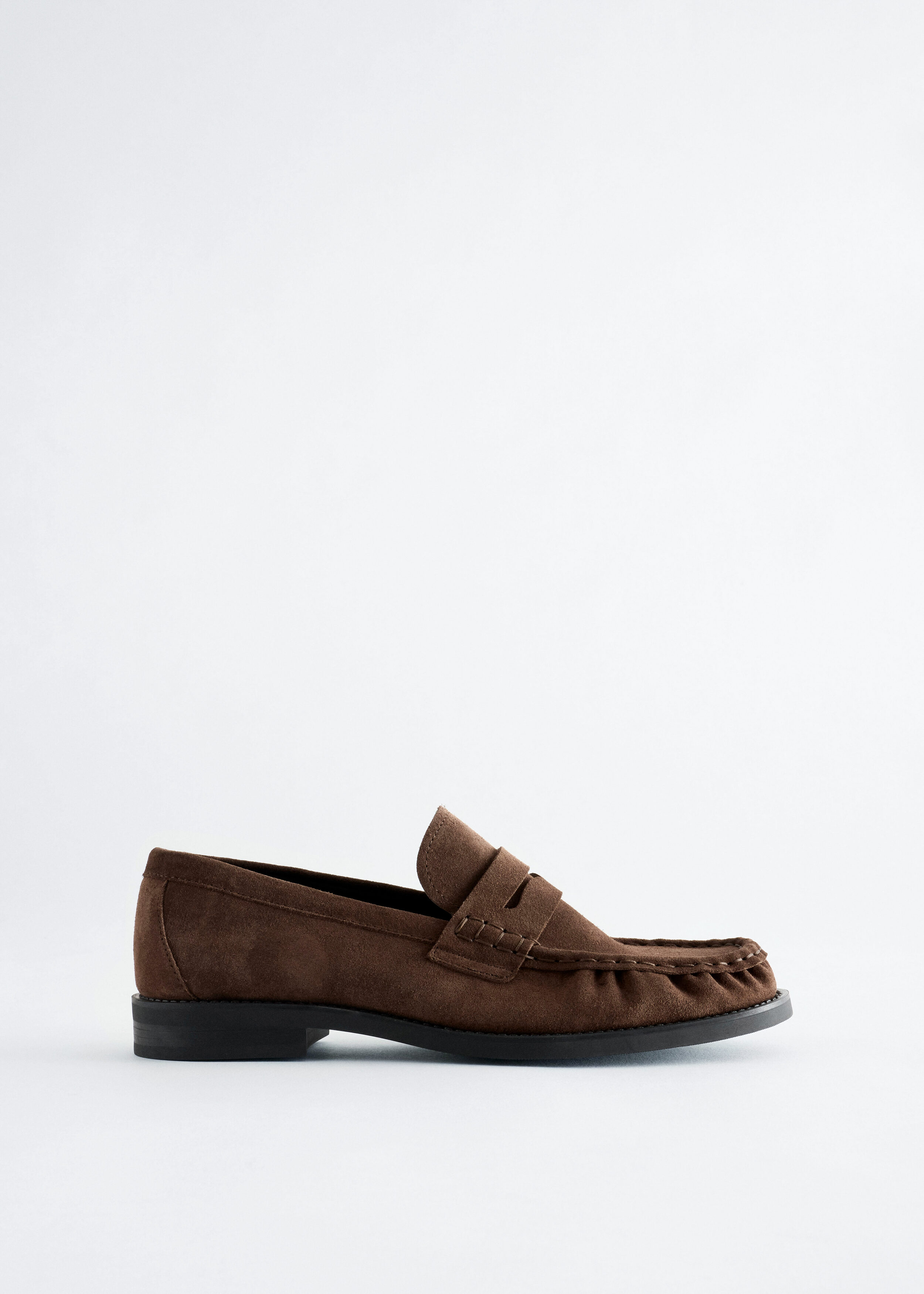 Split Suede Penny Loafers - Dark Brown