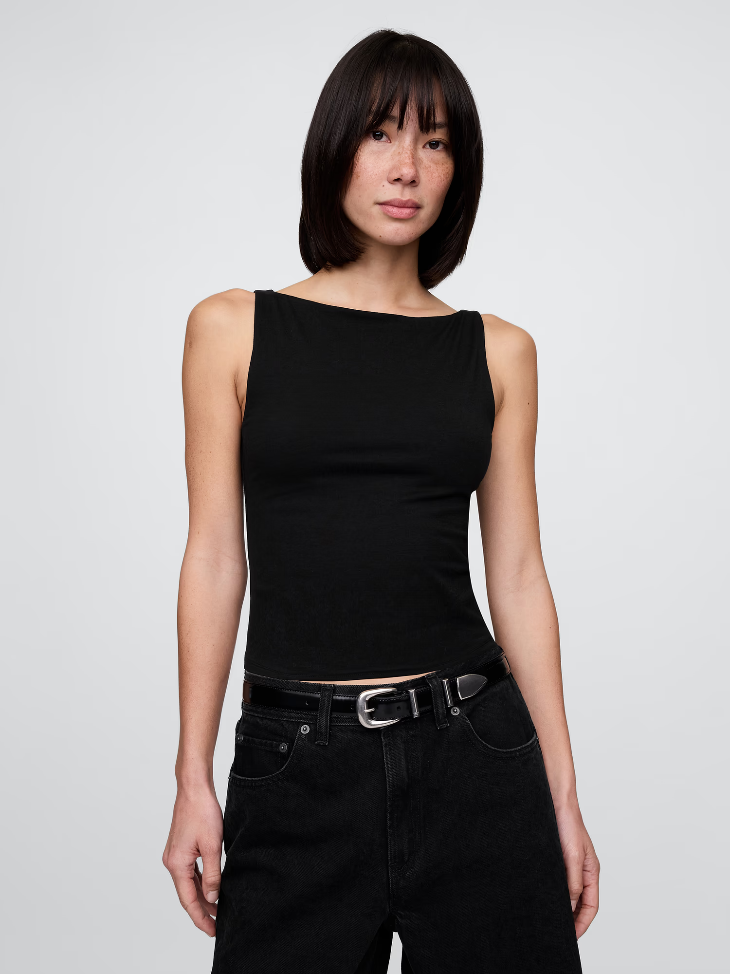 Gap CloseKnit Jersey Boatneck Crop Tank Top.