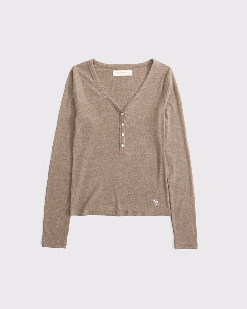 A brown Abercrombie & Fitch v-neck t-shirt.