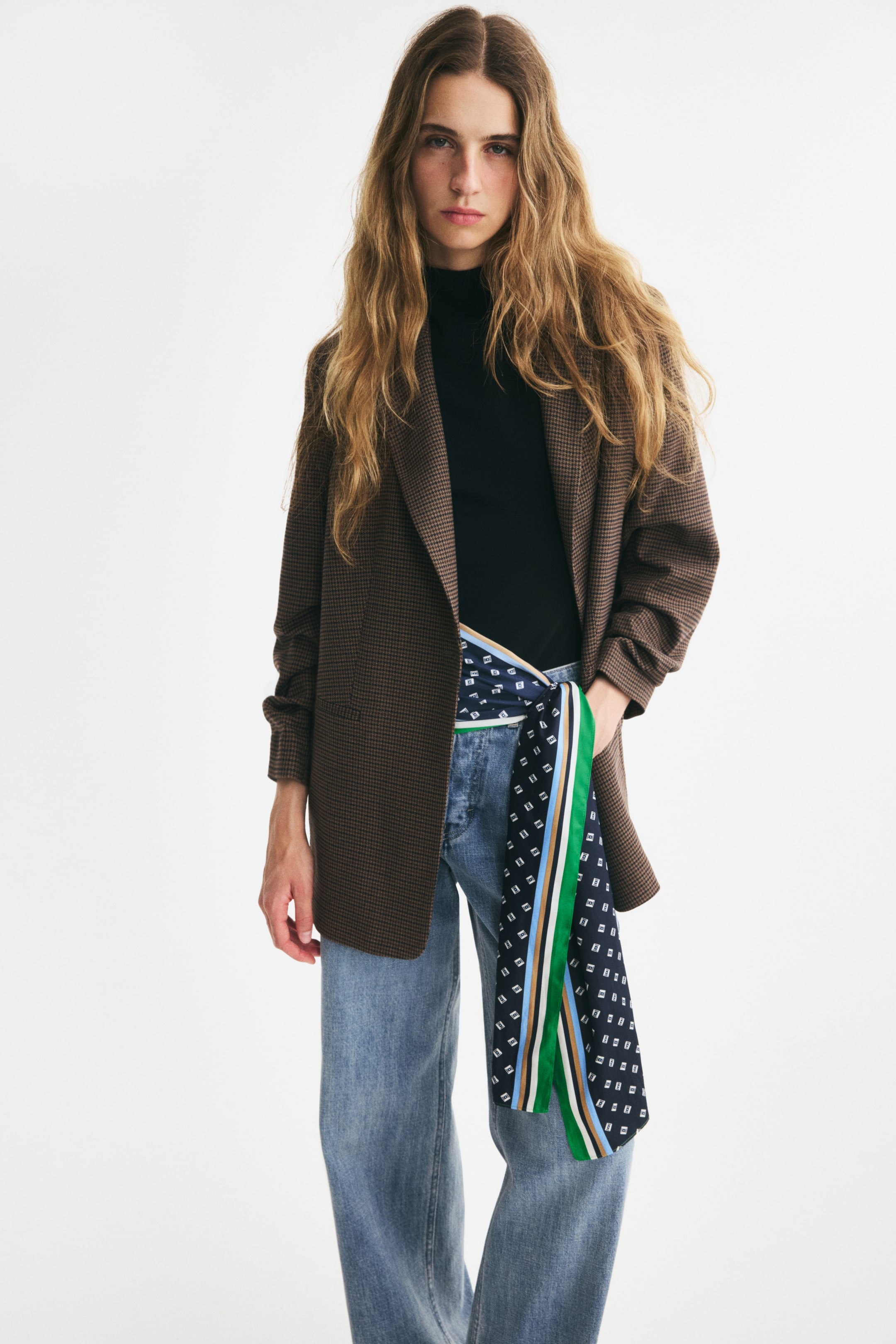 Gathered-Sleeve Blazer