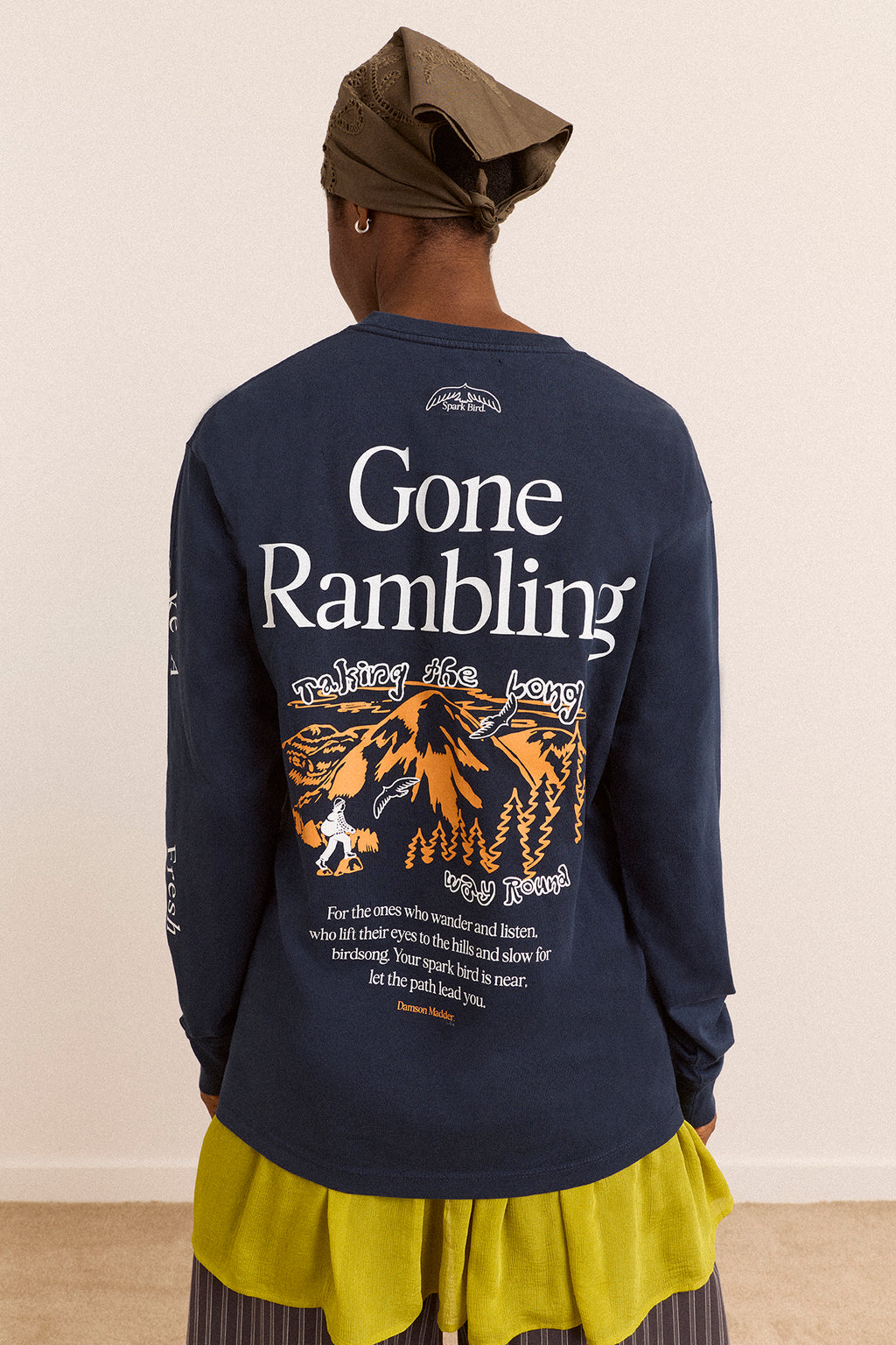 Gone Rambling Long Sleeve Graphic Tee - Blue