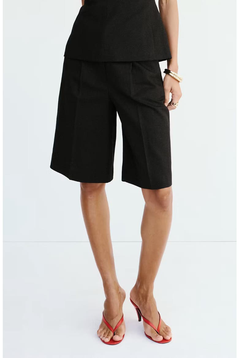 Straight Linen Blend Bermuda Shorts