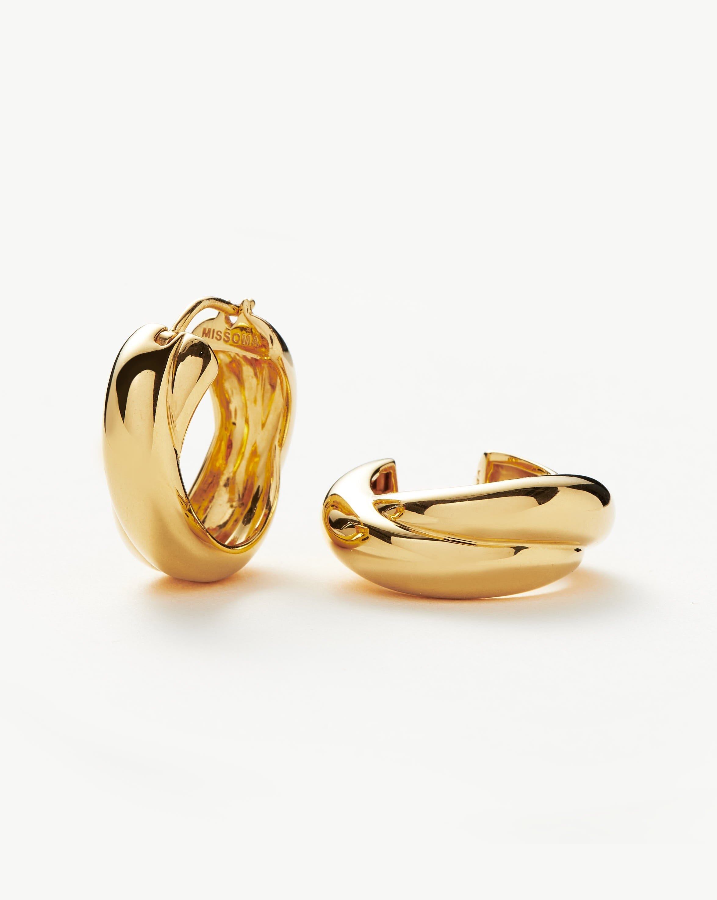 Lucy Williams Chunky Medium Entwine Hoop Earrings | Gold