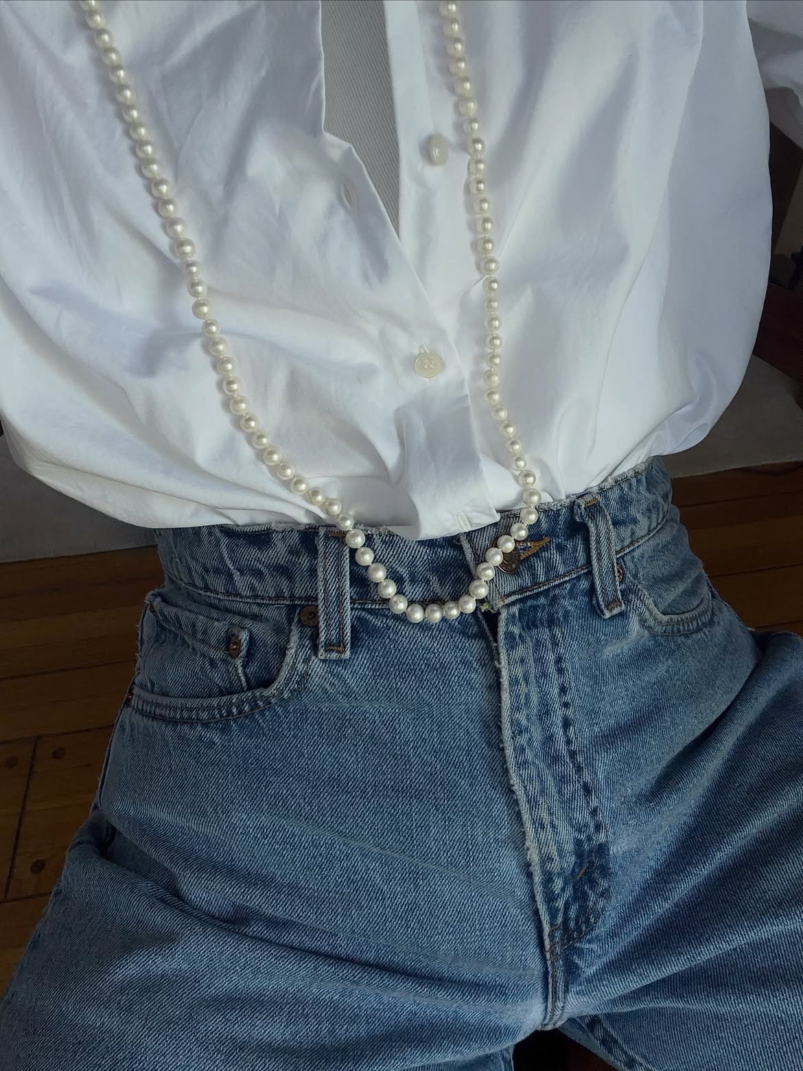 Christie Tyler in pearls