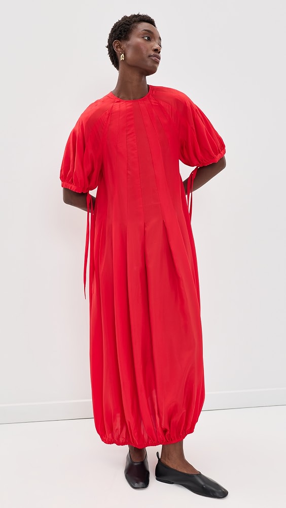 Lily Silk Midi Dress - Red