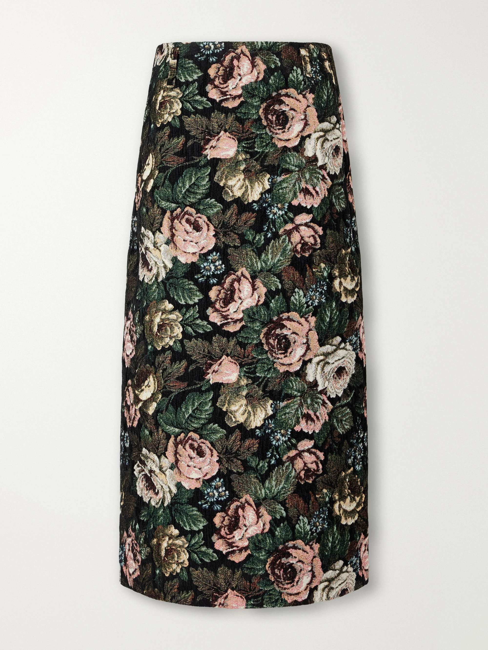 Floral-Jacquard Midi Skirt