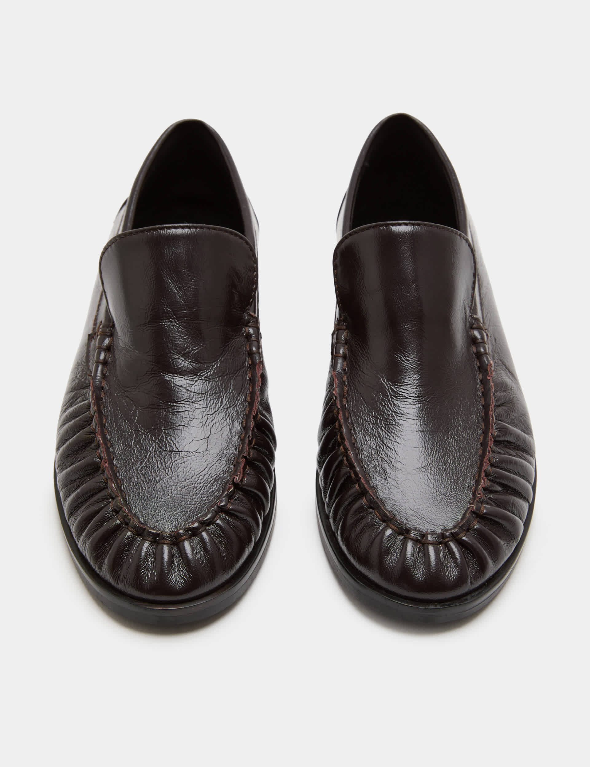 Leather Ruched Loafers