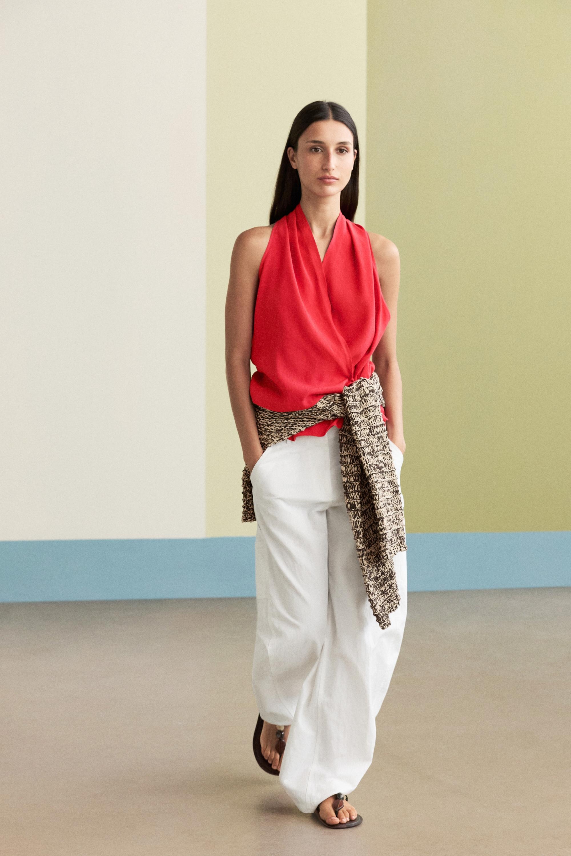 Massimo Dutti, Linen Halter Top With Tie Detail
