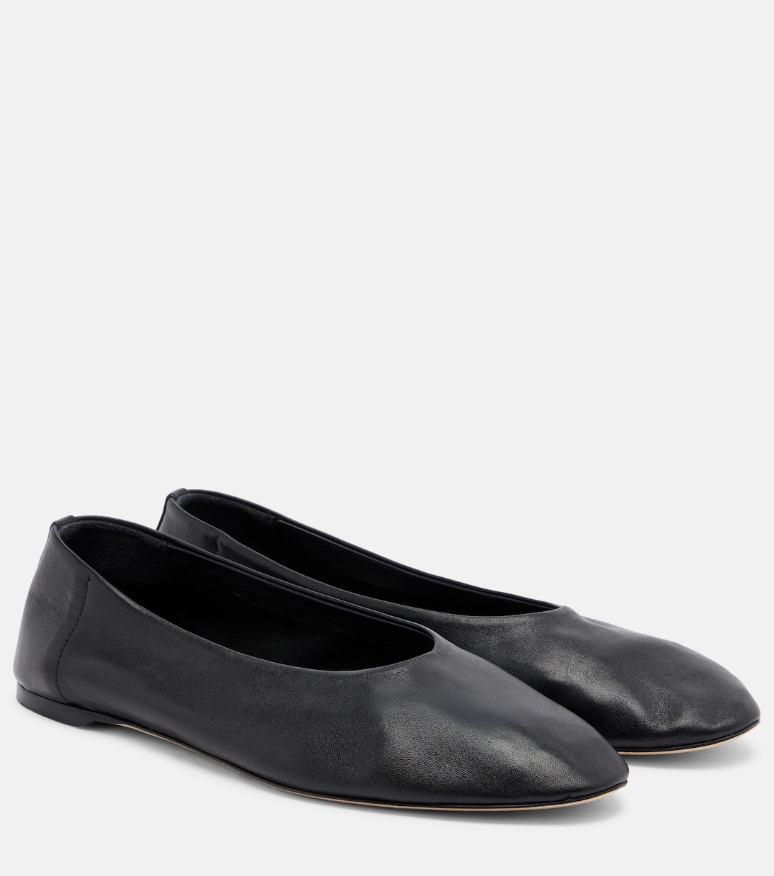 Leather Ballet Flats in Black - Toteme