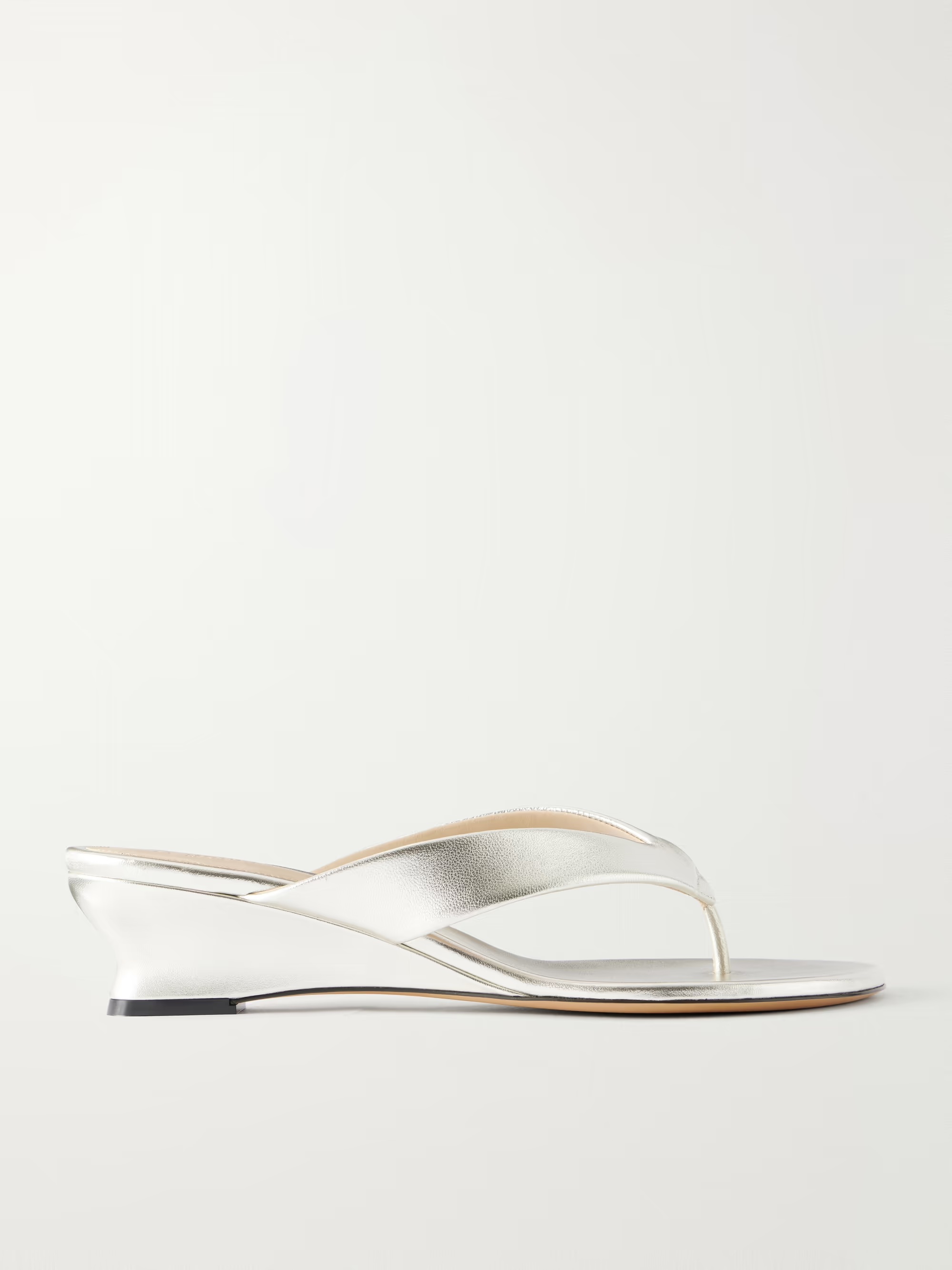 LE MONDE BERYL, Metallic Leather Wedge Sandals