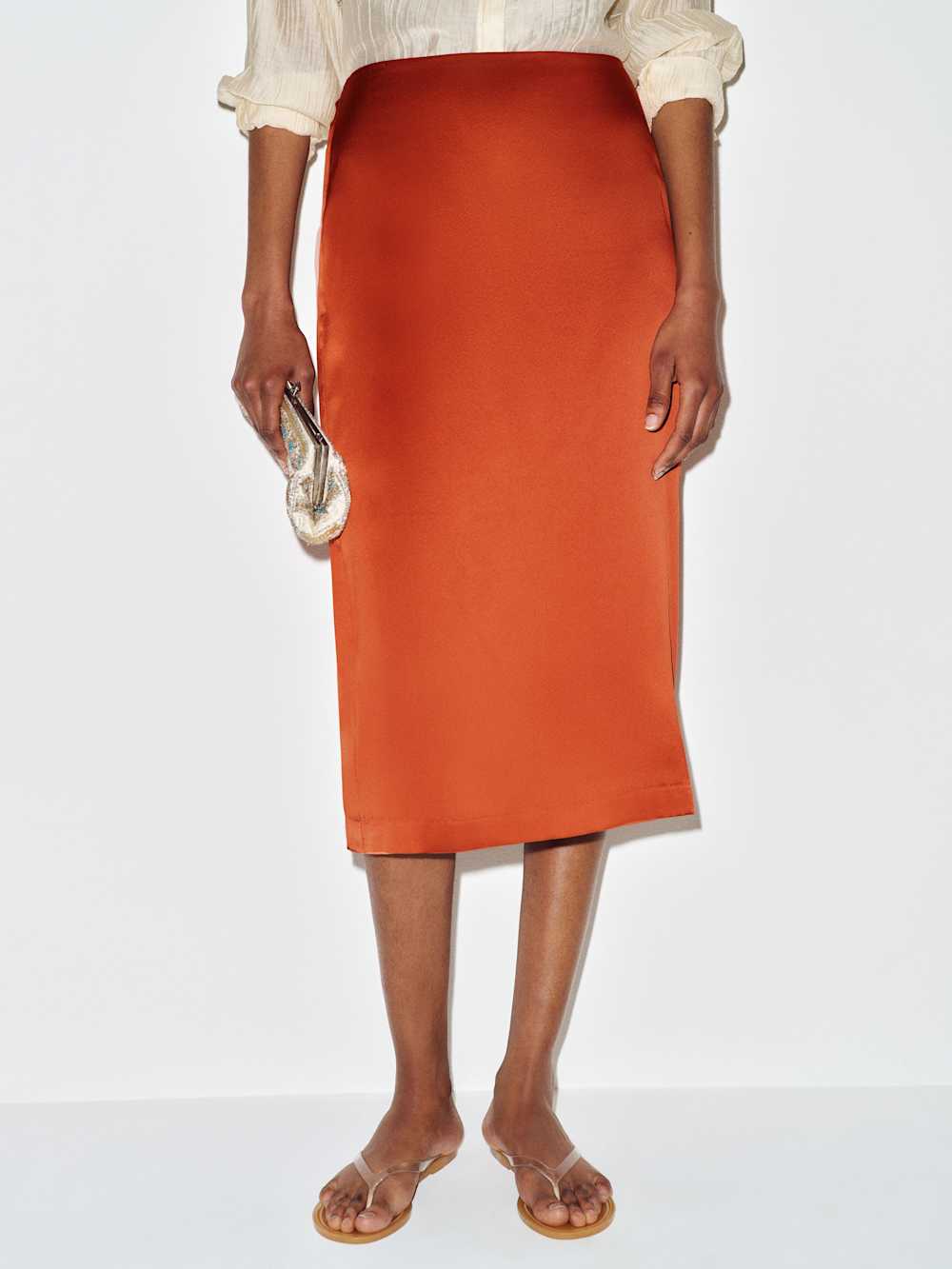 Helen Low Waist Silk Midi Skirt