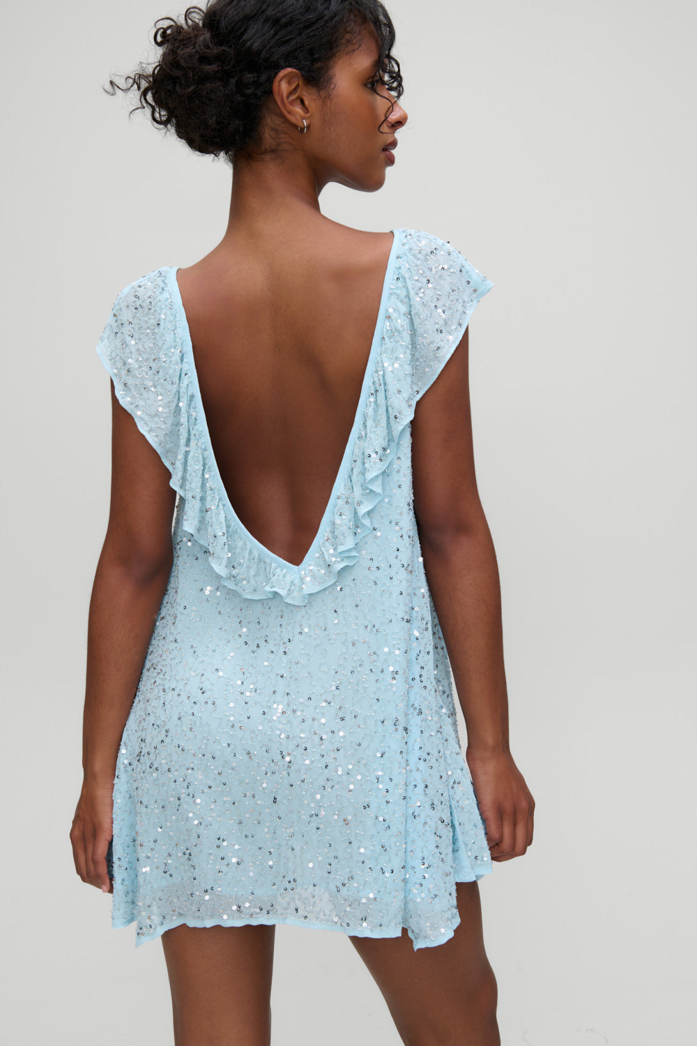 X Devon Lee Carlson Daydream Sequin Mini Dress - Blue Bloom