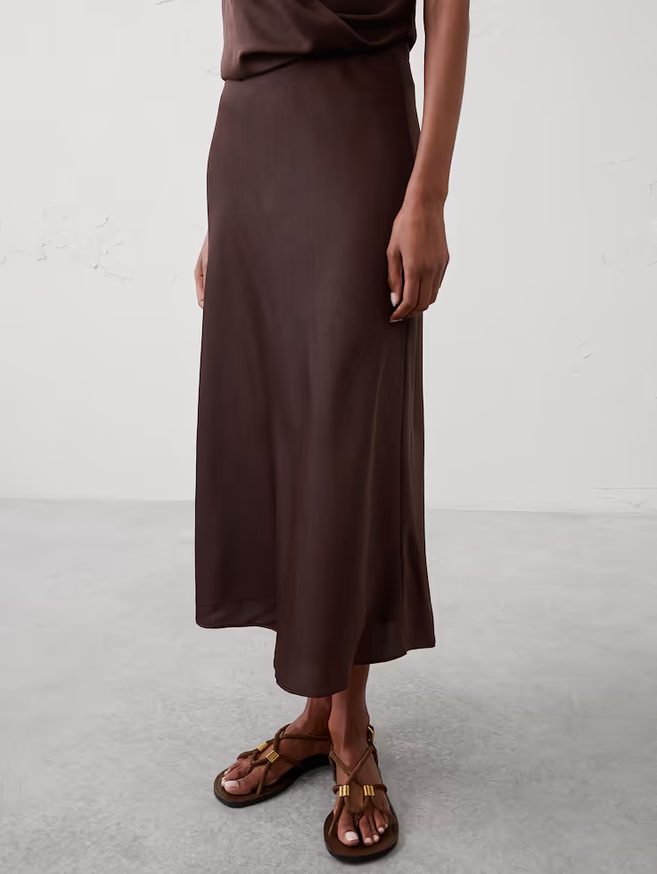 Banana Republic Factory, Crushed Satin Midi Slip Skirt