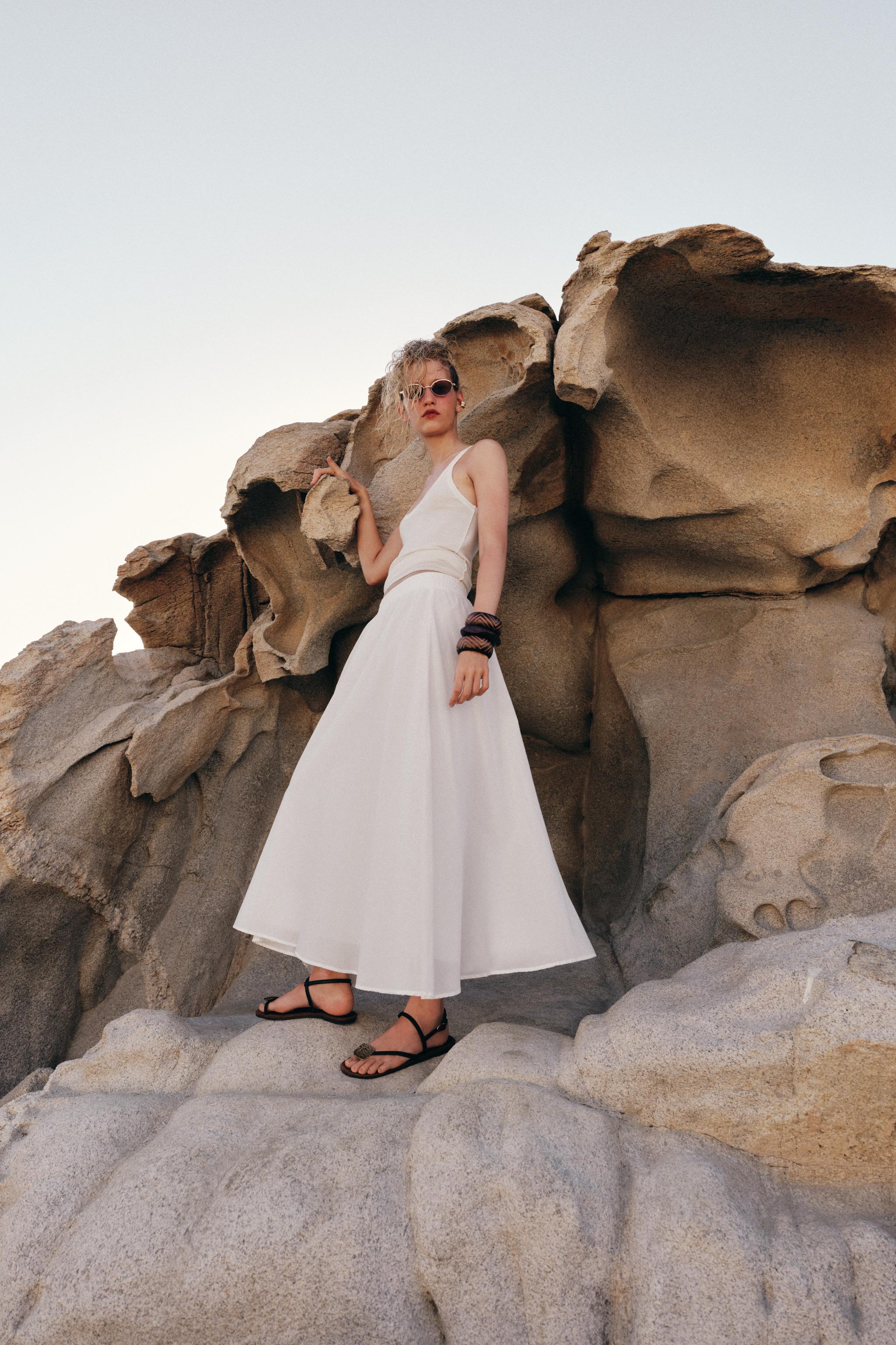 Layered Midi Skirt - White - Xs