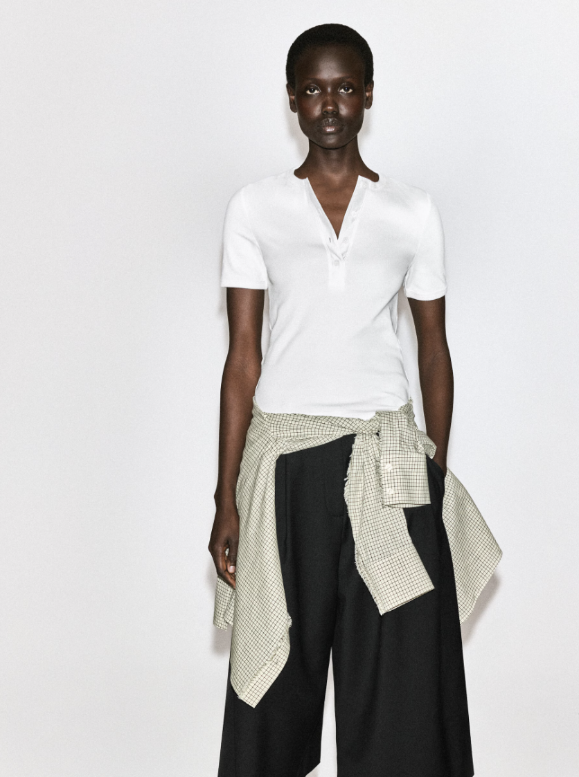 Cos, RIBBED HENLEY T-SHIRT