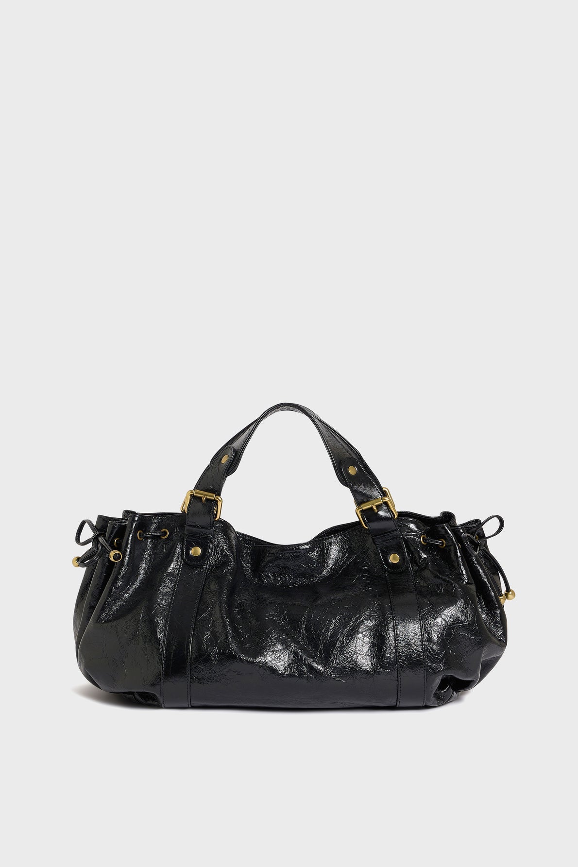 Crinkle Effect Leather Handbag - 24h