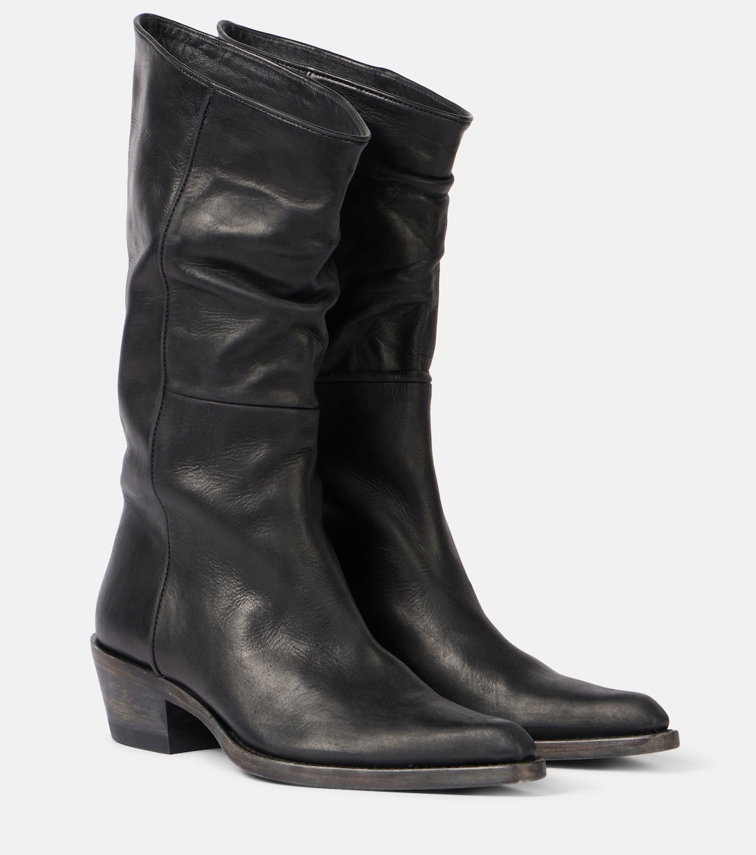 Clive Leather Mid-Calf Boots in Black - Khaite