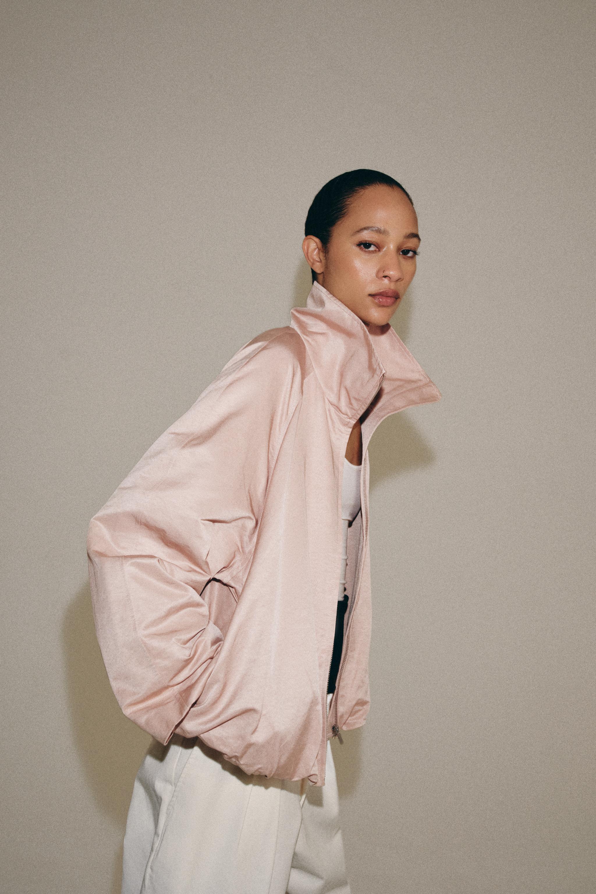 Zw Collection Bomber Jacket - Beige-Pink - Xs