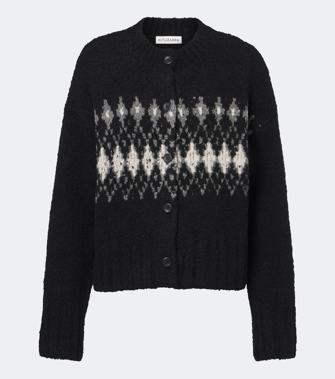 Haven Fair Isle Wool Cardigan in Black - Altuzarra