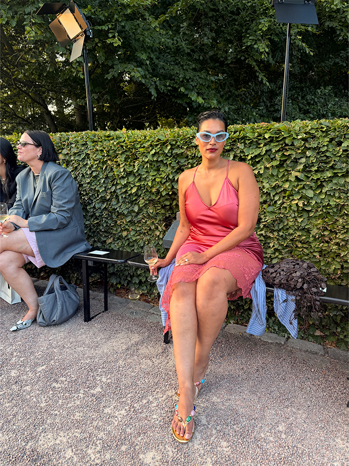 Jennifer Atilemile attending Copenhagen Fashion Week.