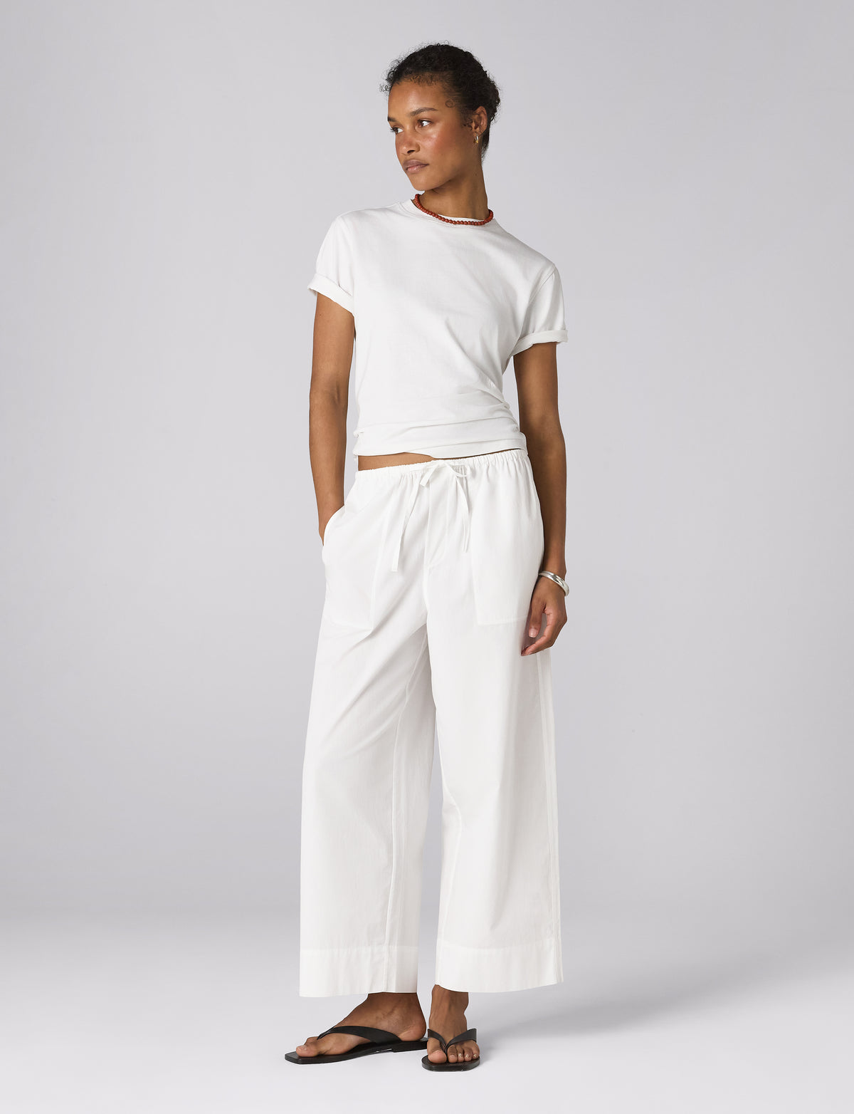 Sifnos Trousers: Fine Poplin, White X Lucy Williams