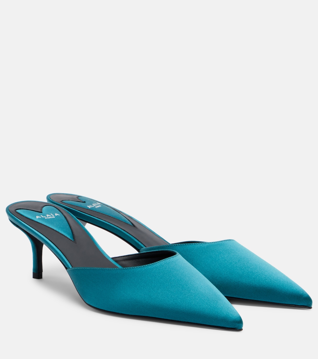 Le Coeur Satin Mules in Blue - Alaia