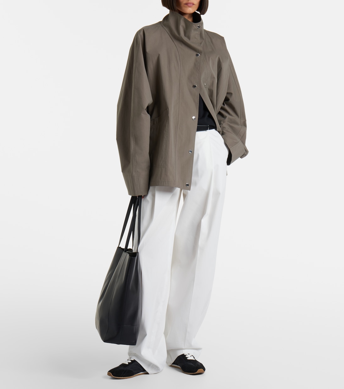 Oversized Cotton-Blend Jacket in Grey - Toteme