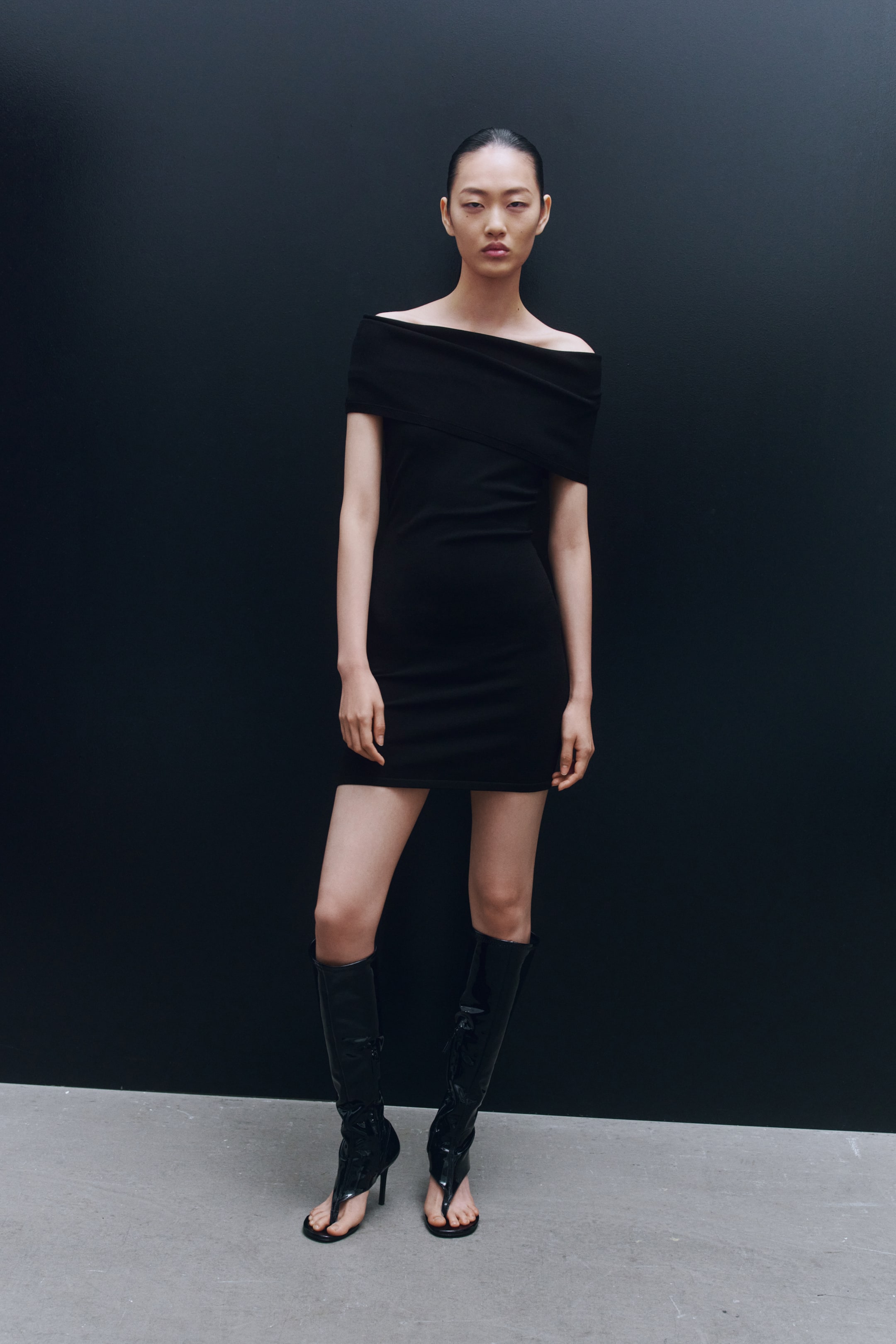 Fine-Knit Off-The-Shoulder Dress