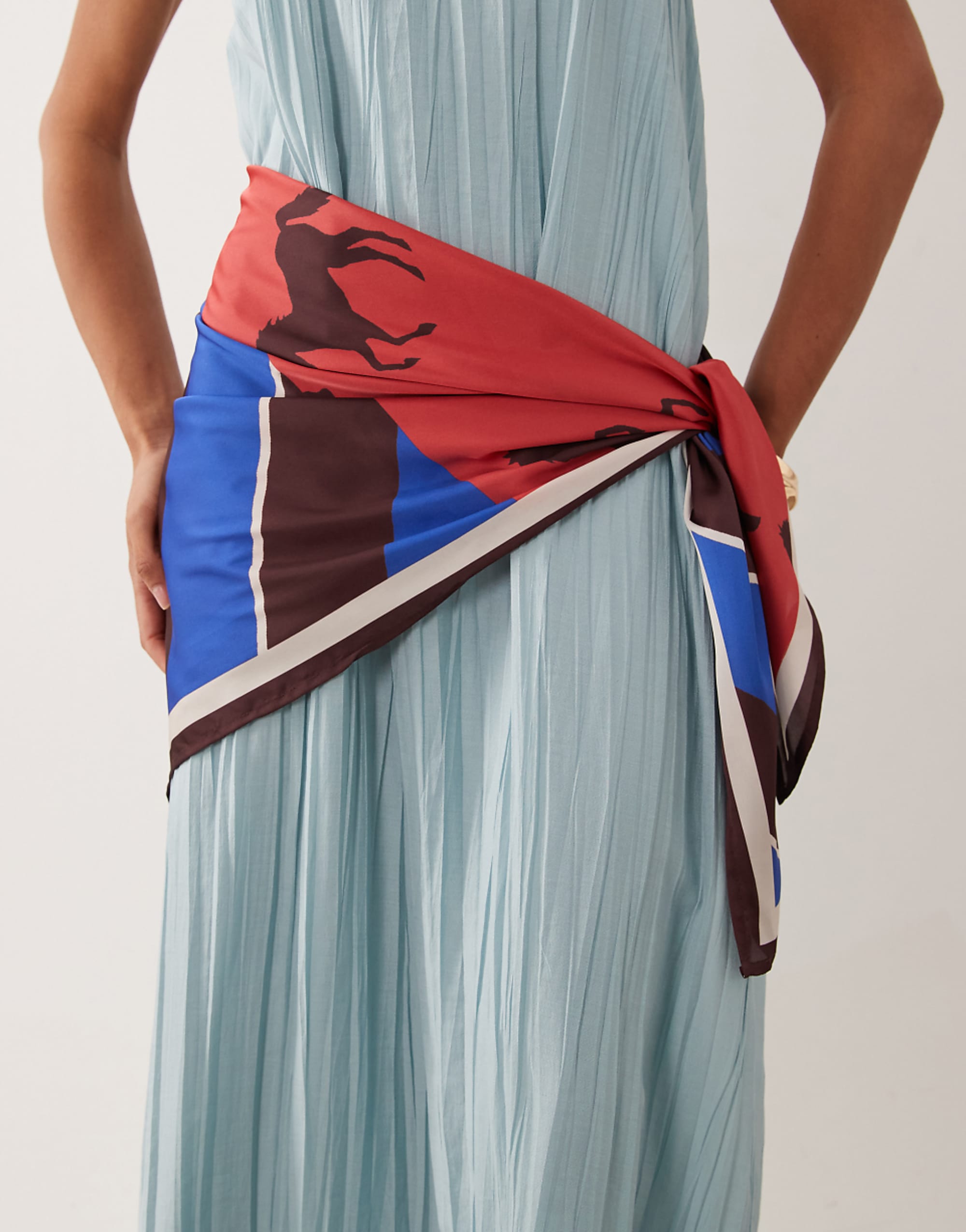 Asos Design Spliced Print Large Scarf With Horses and Stripes