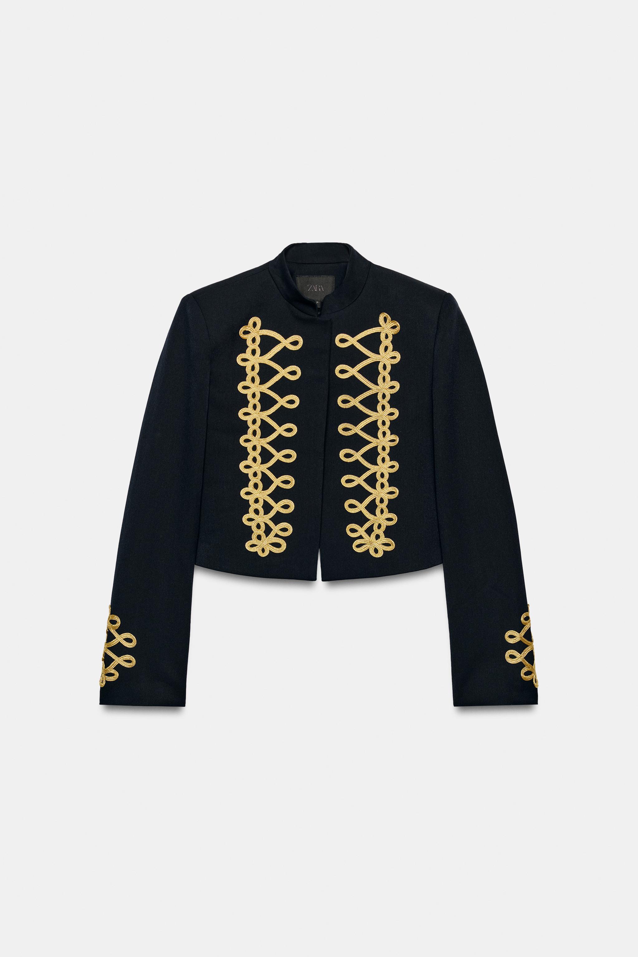 Cropped Frog Fastening Blazer - Dark Navy - Xs