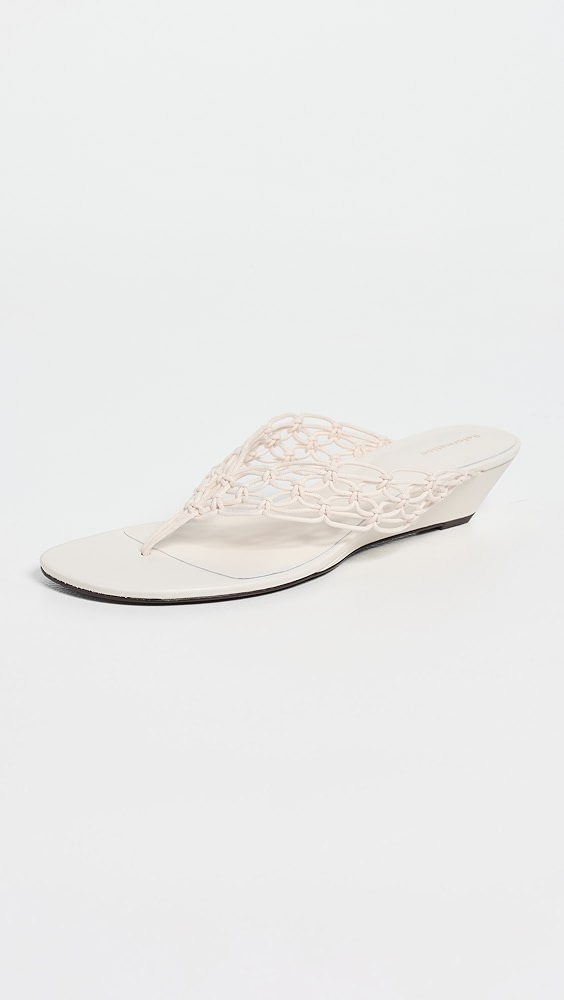 Libby Wedge Sandals - White Cotton Leather