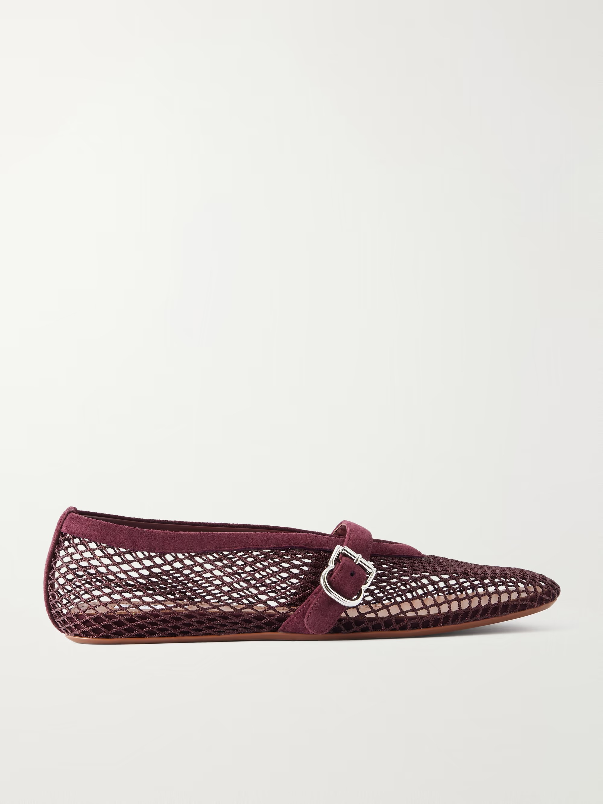 Alaia , Suede Trimmed Mesh Ballet Flats