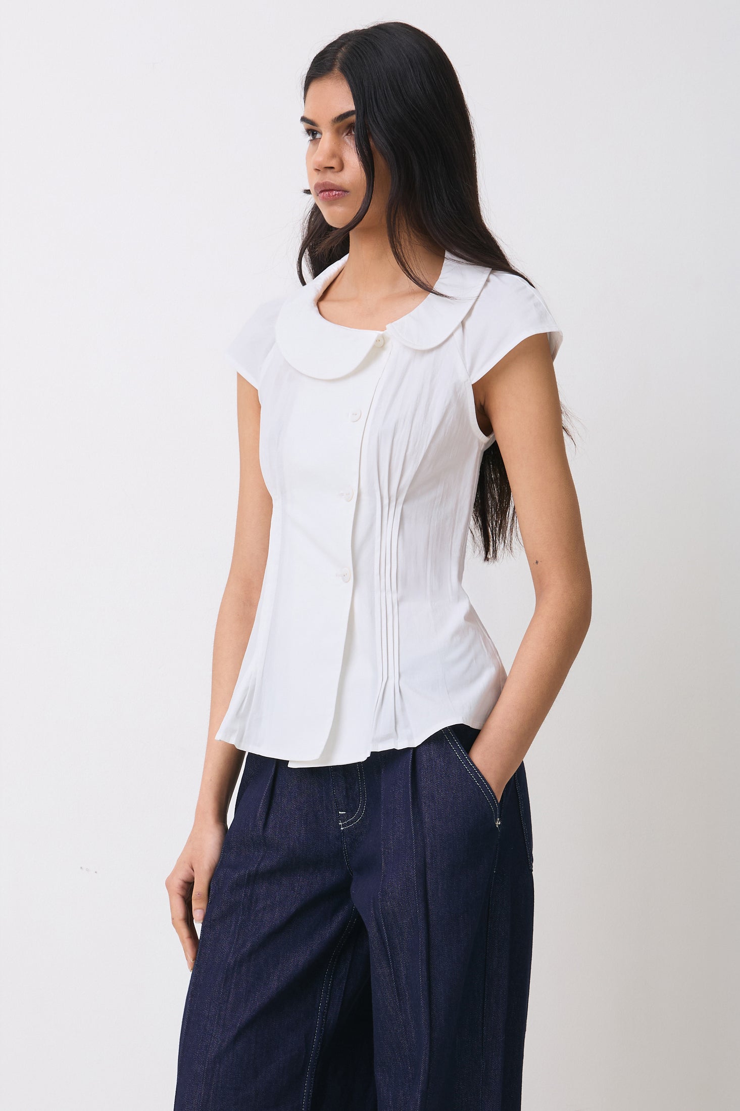 Missy Asymmetric Blouse, Porcelain