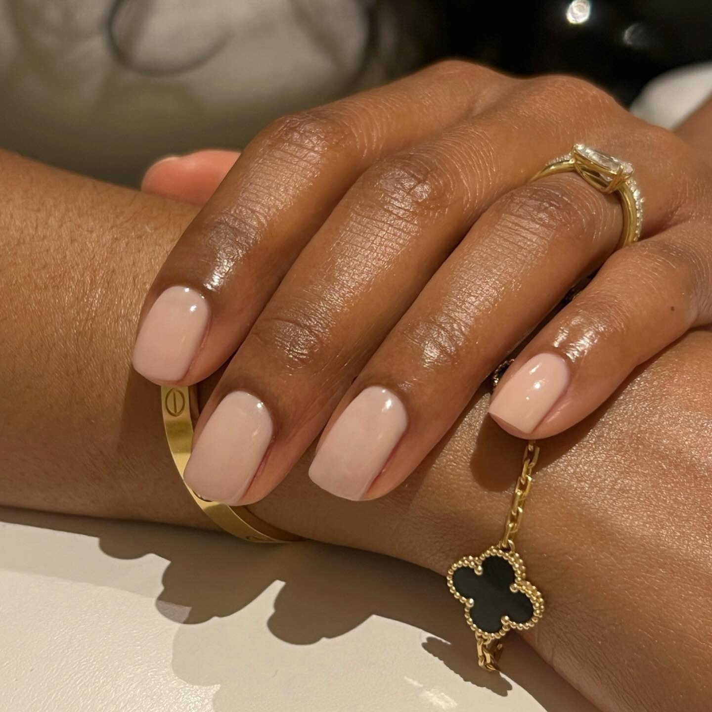 A creamy, milky, neutral manicure
