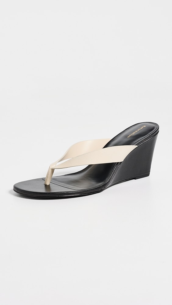 Jessie Wedge Sandals - Almond Black Leather