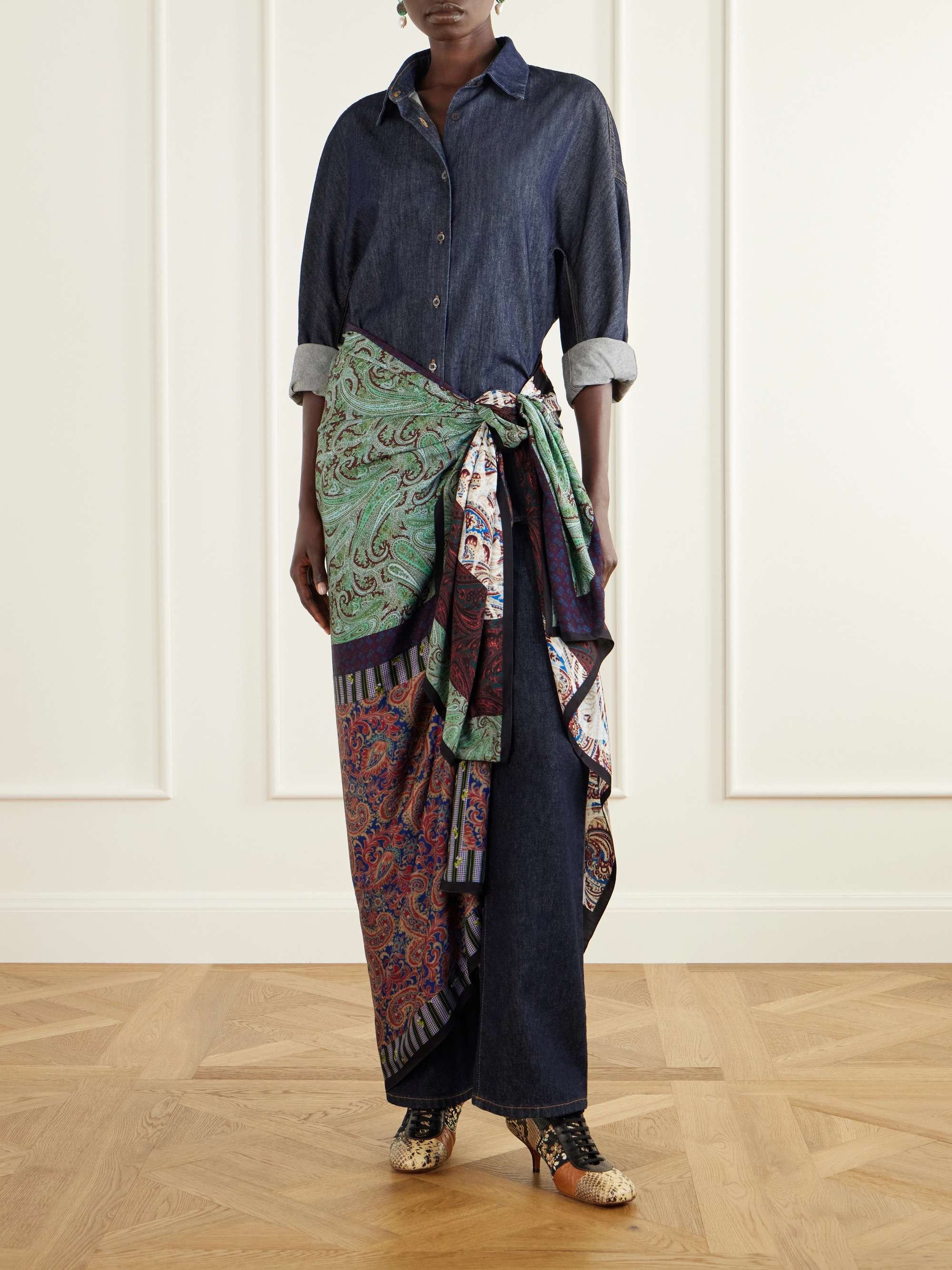 Floral-Printed Satin Scarf