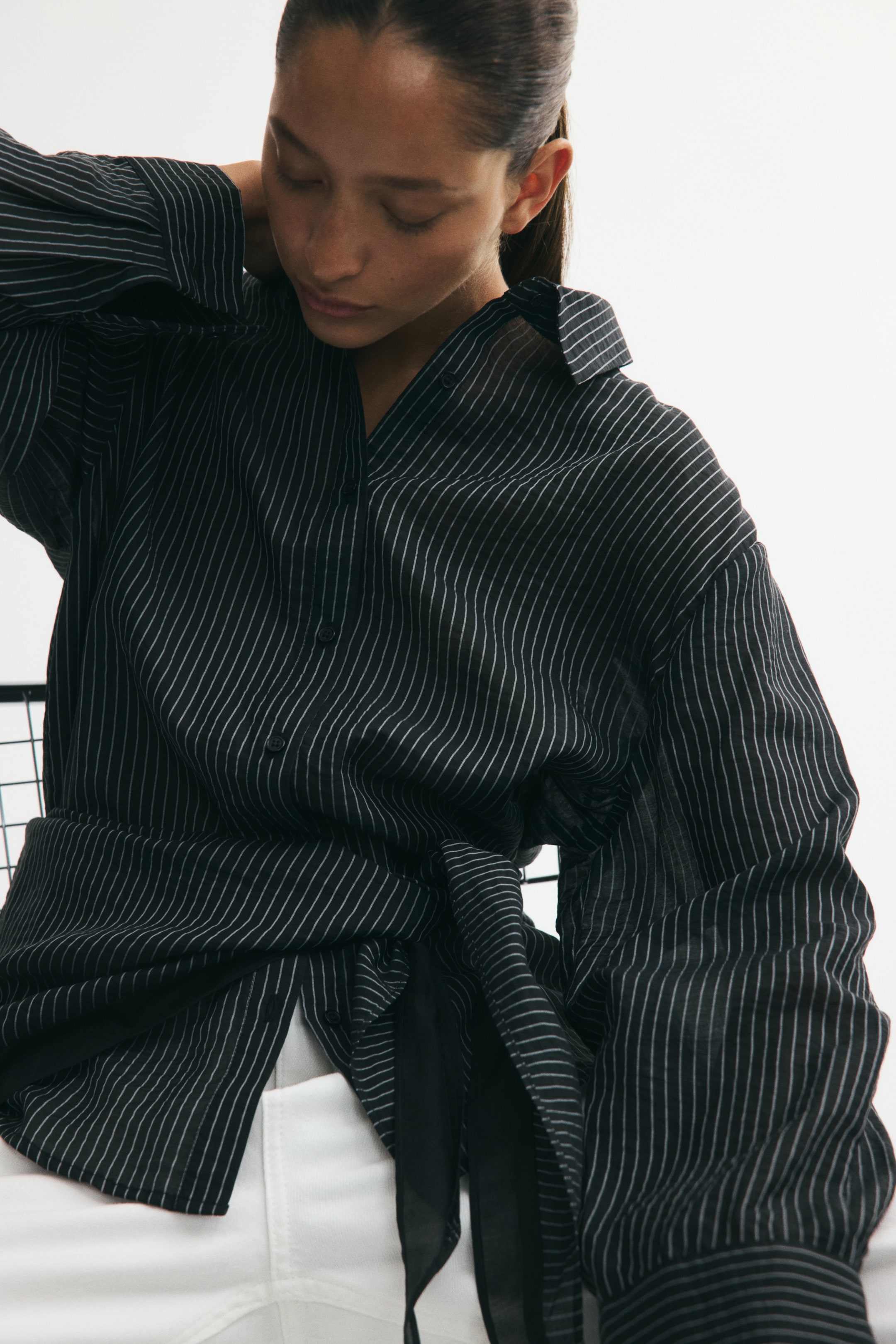 Scarf-Detail Shirt