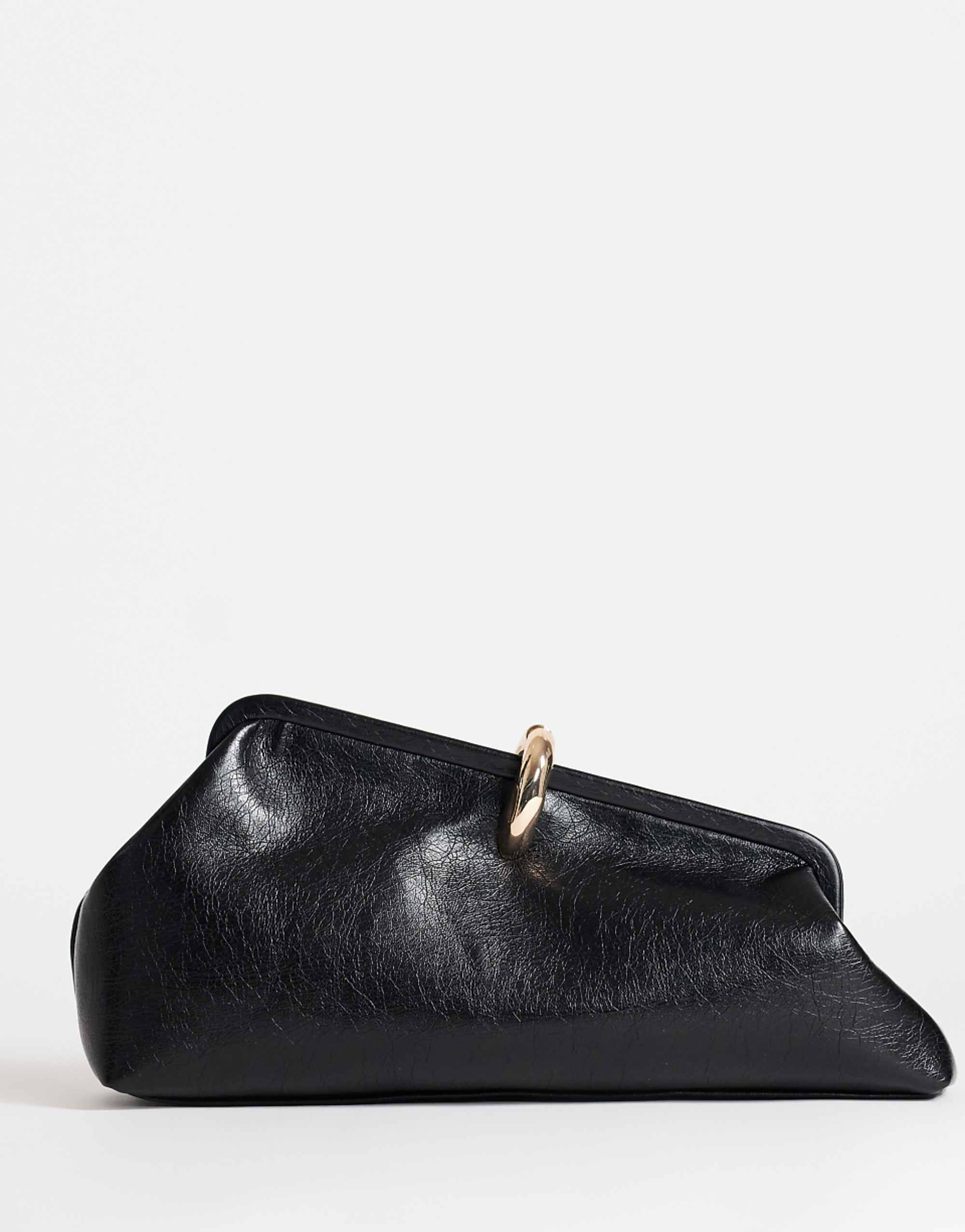 Topshop Carlie Medium Clutch With Hardware in Black