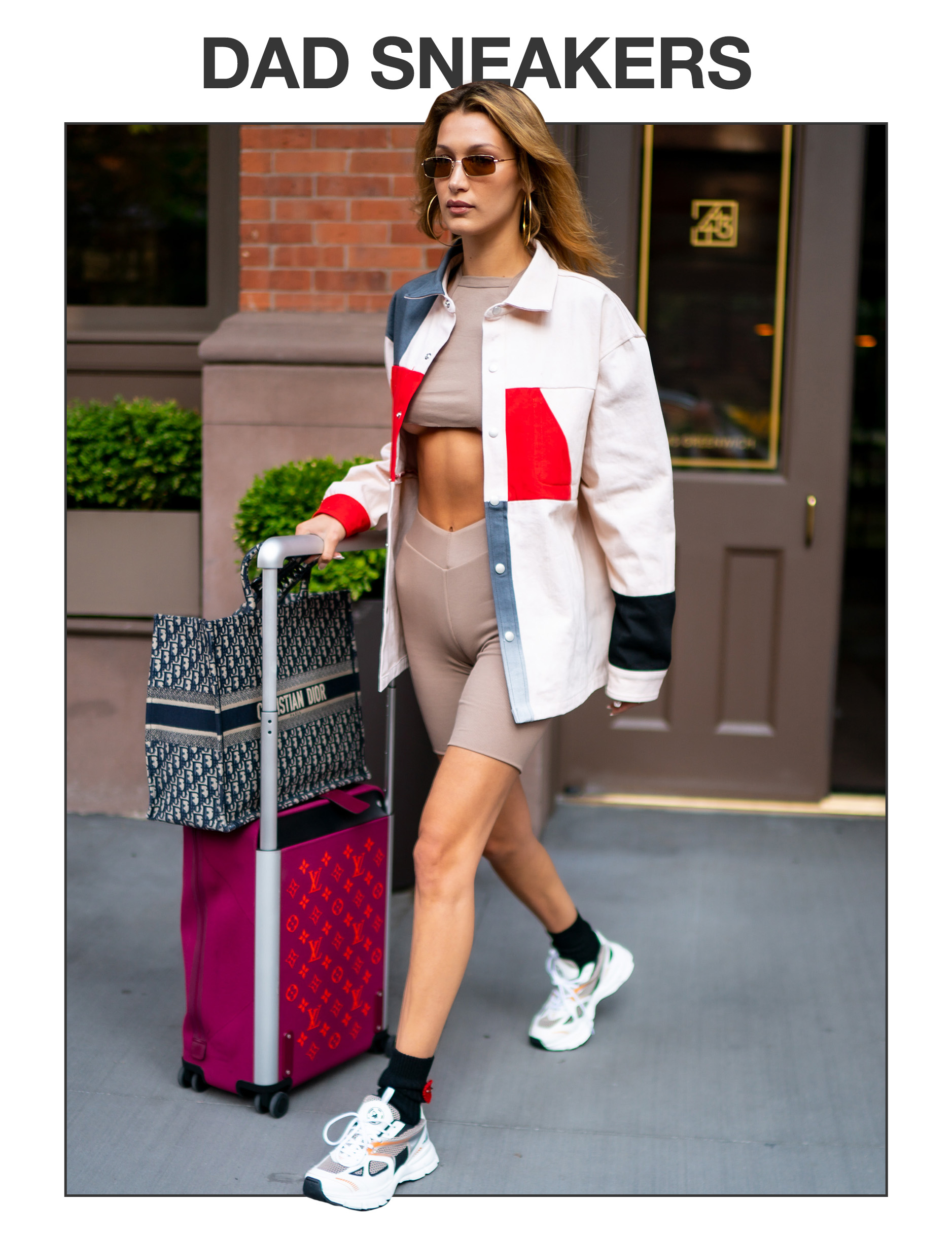 Bella Hadid wearing Dad Sneakers.