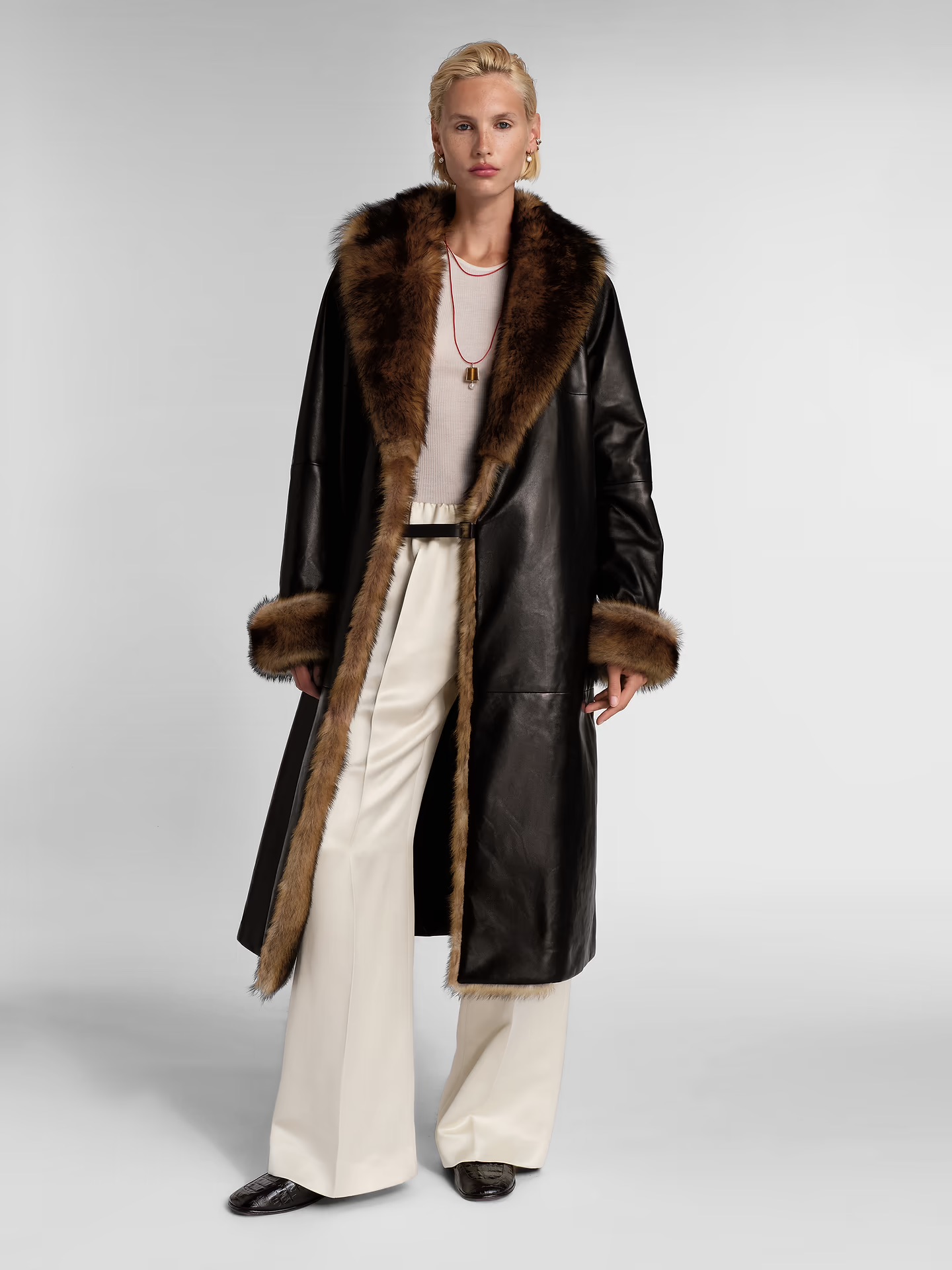AFLALO, Fovea Coat in Leather