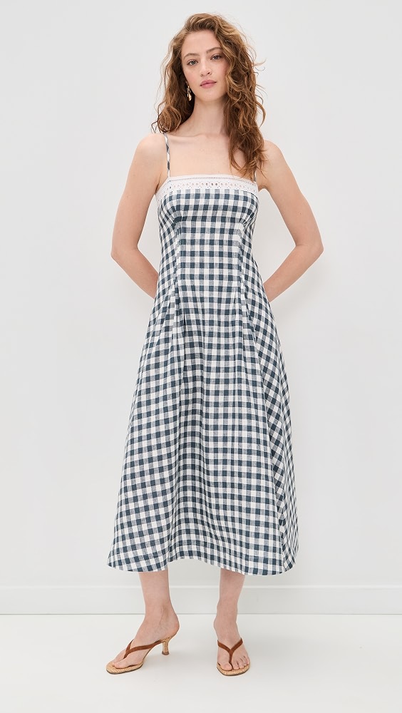 Pomona Linen Dress - Big Slate Check