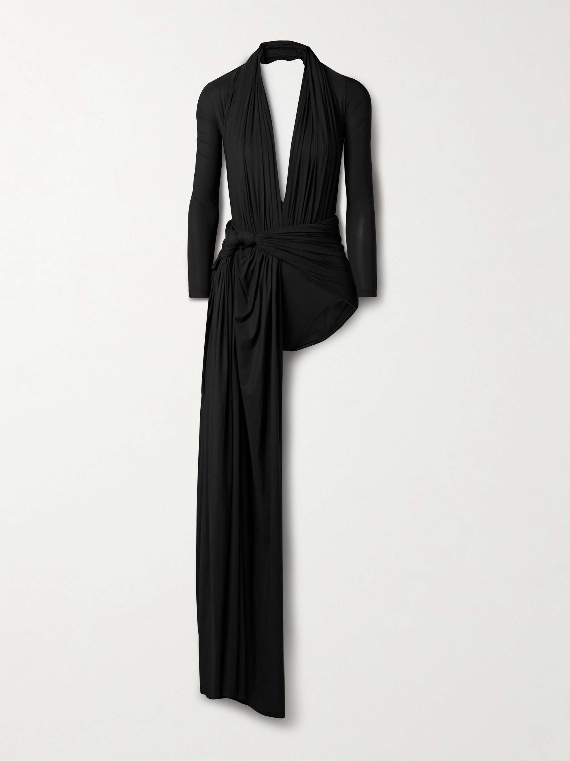 Draped Ruched Stretch-Jersey Maxi Dress