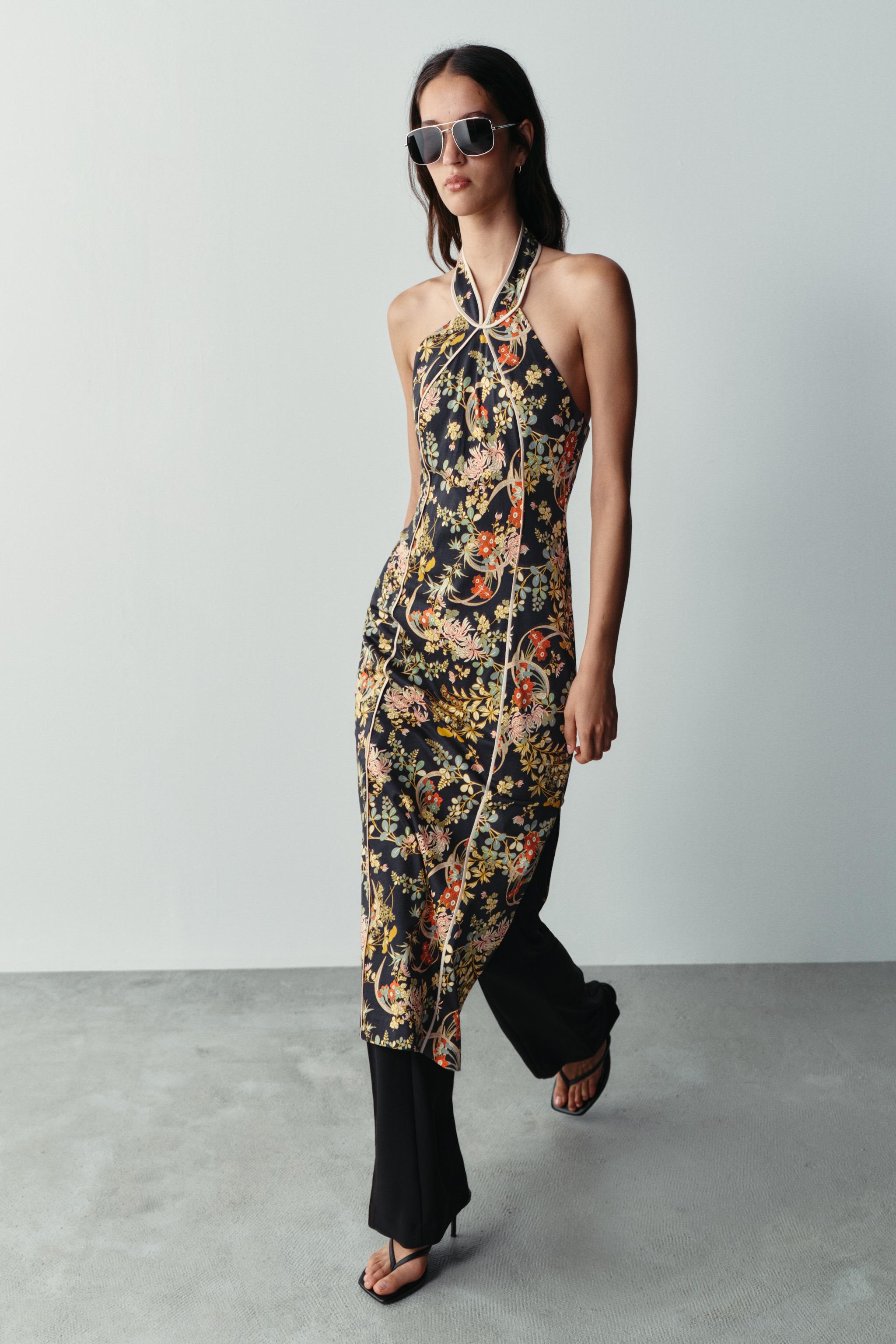 Printed Halter Dress - Multicoloured - Xs