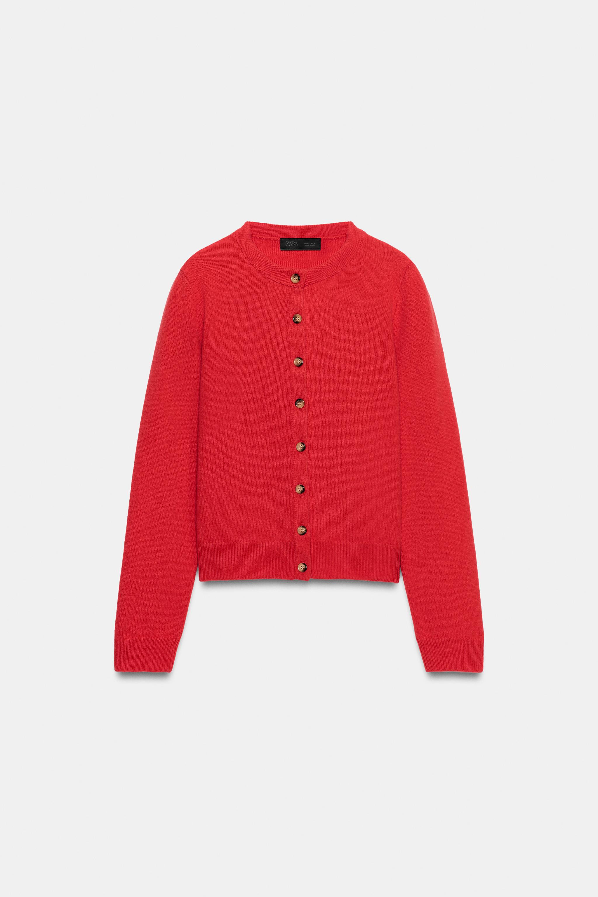 Cashmere and Wool Button-Up Jacket - Red / Coral - S