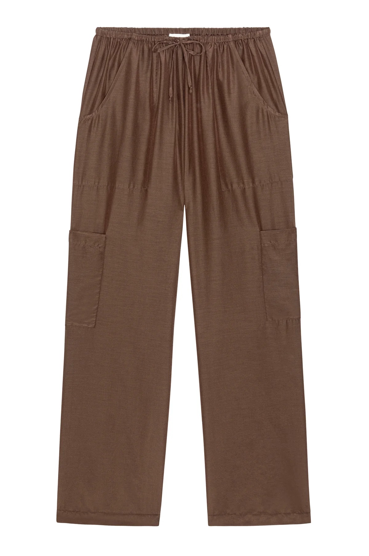 The Silk Cotton Sheer Cargo Pant - Walnut / Walnut / Xxs